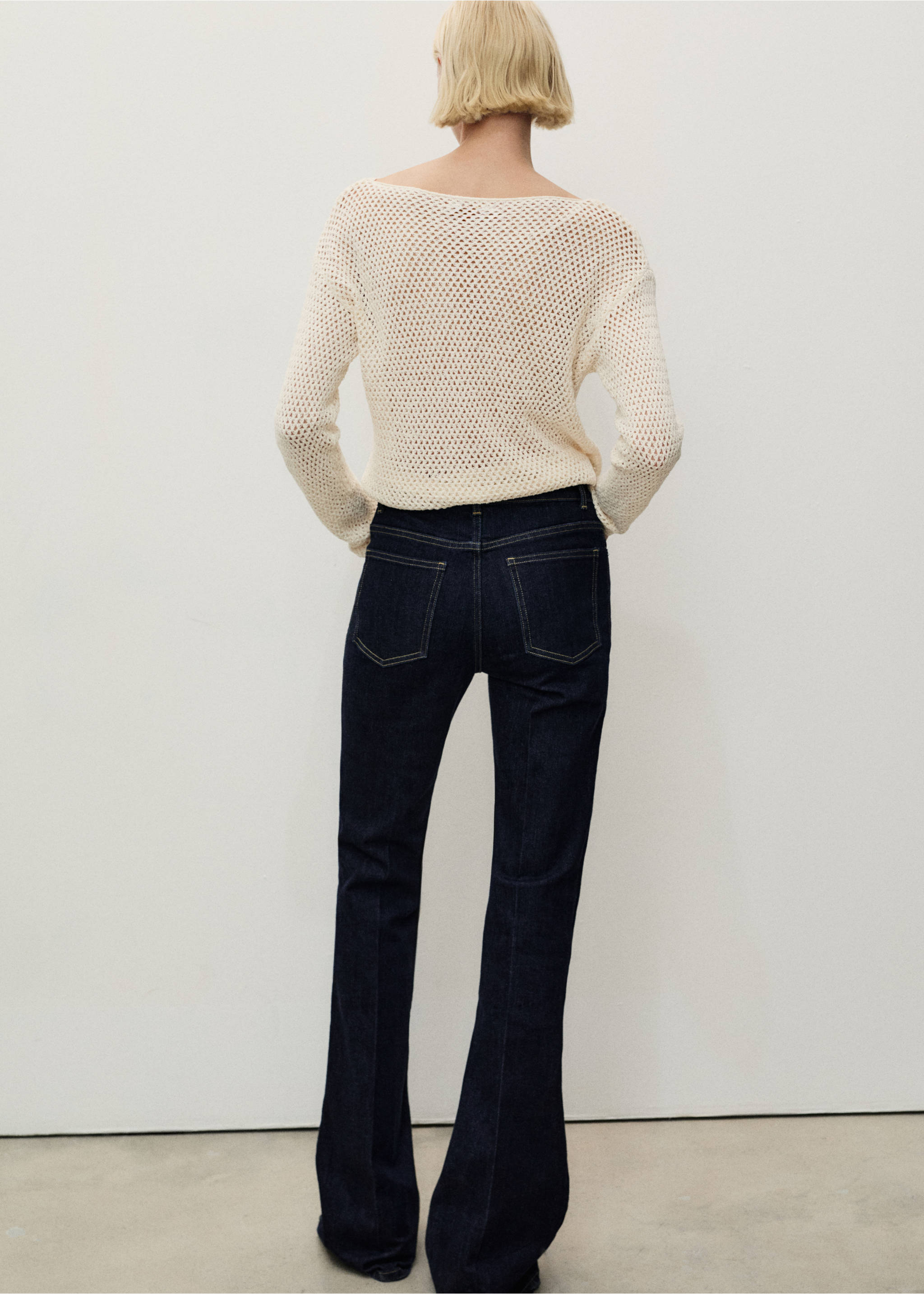 Jean flare taille normale rinse wash - Verso de l’article, Bleu. Ref: 87014074-00.