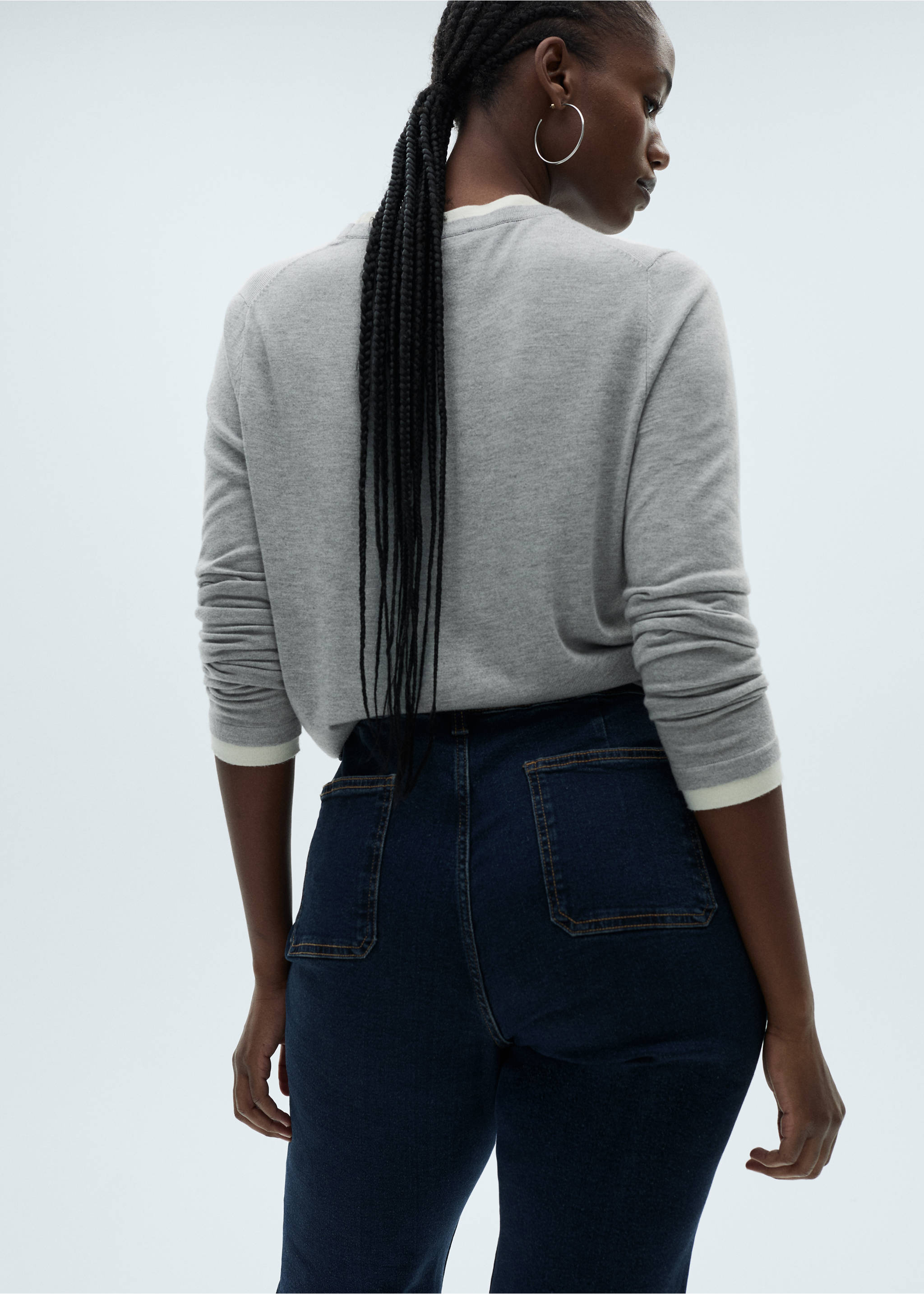 Jeans flare crop bolsillos - Detalle del artículo 4, Azul oscuro. Ref: 87014076-00.