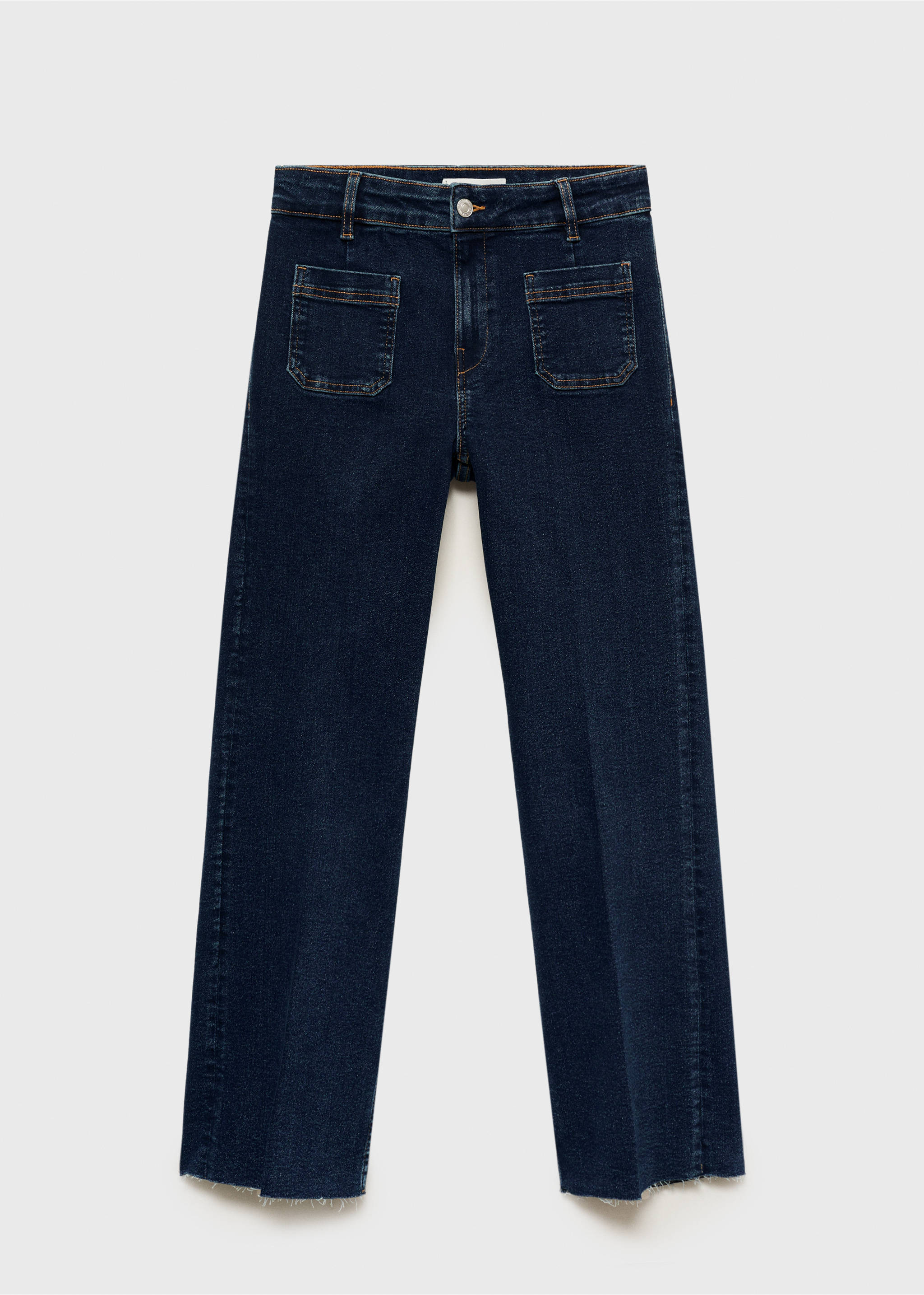 Flared cropped jeans with pockets - Article without model, Dark Blue. Ref: 87014076-00.