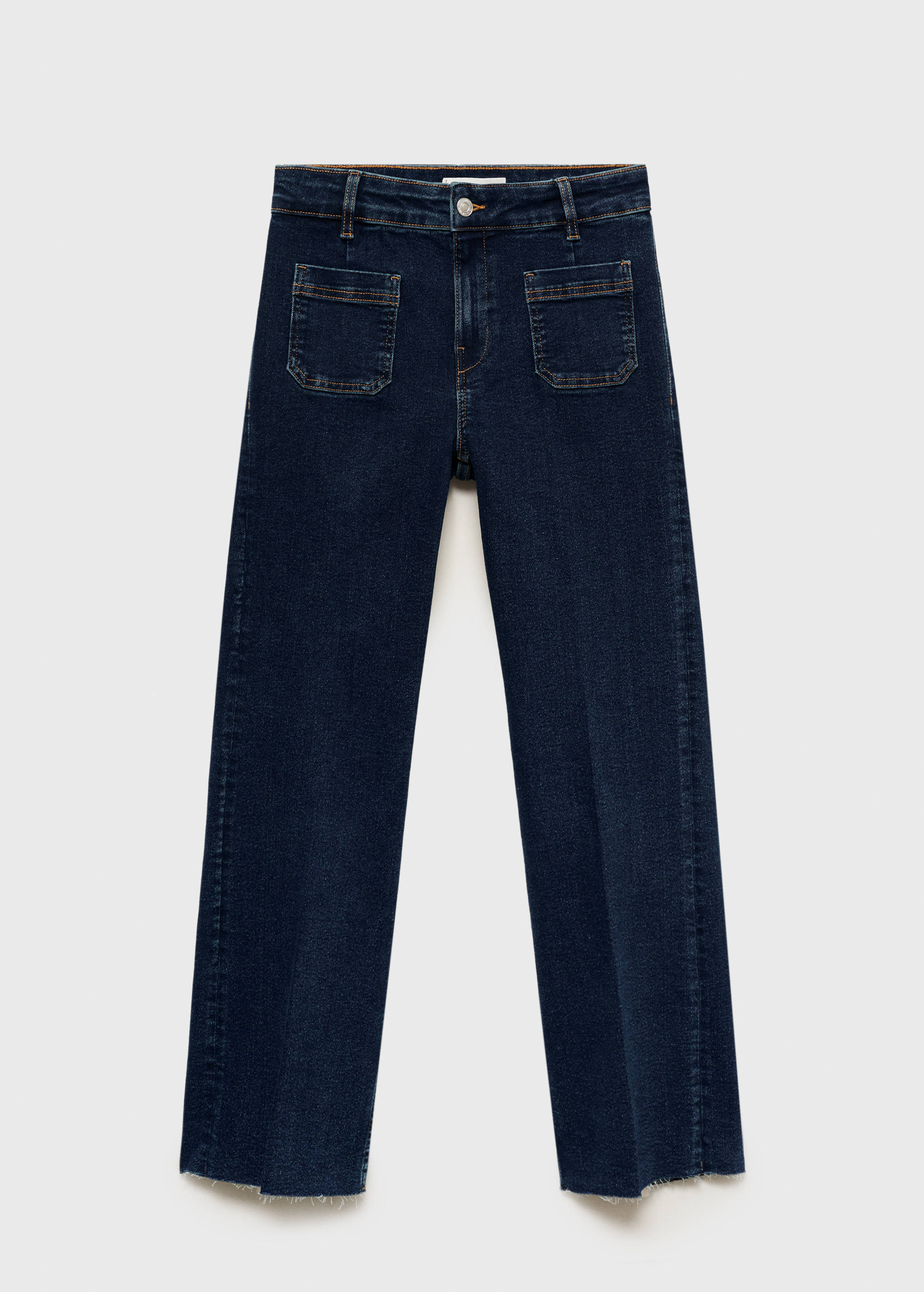 Calças de ganga flare cropped com bolsos - Artigo sem modelo