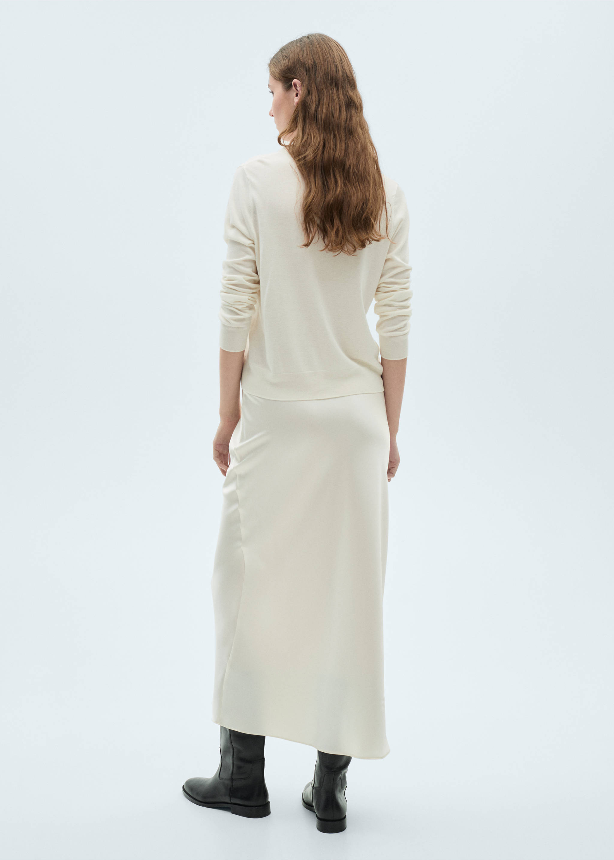 Silk-blend knitted sweater - Reverse of the article, Ecru. Ref: 87014081-00.