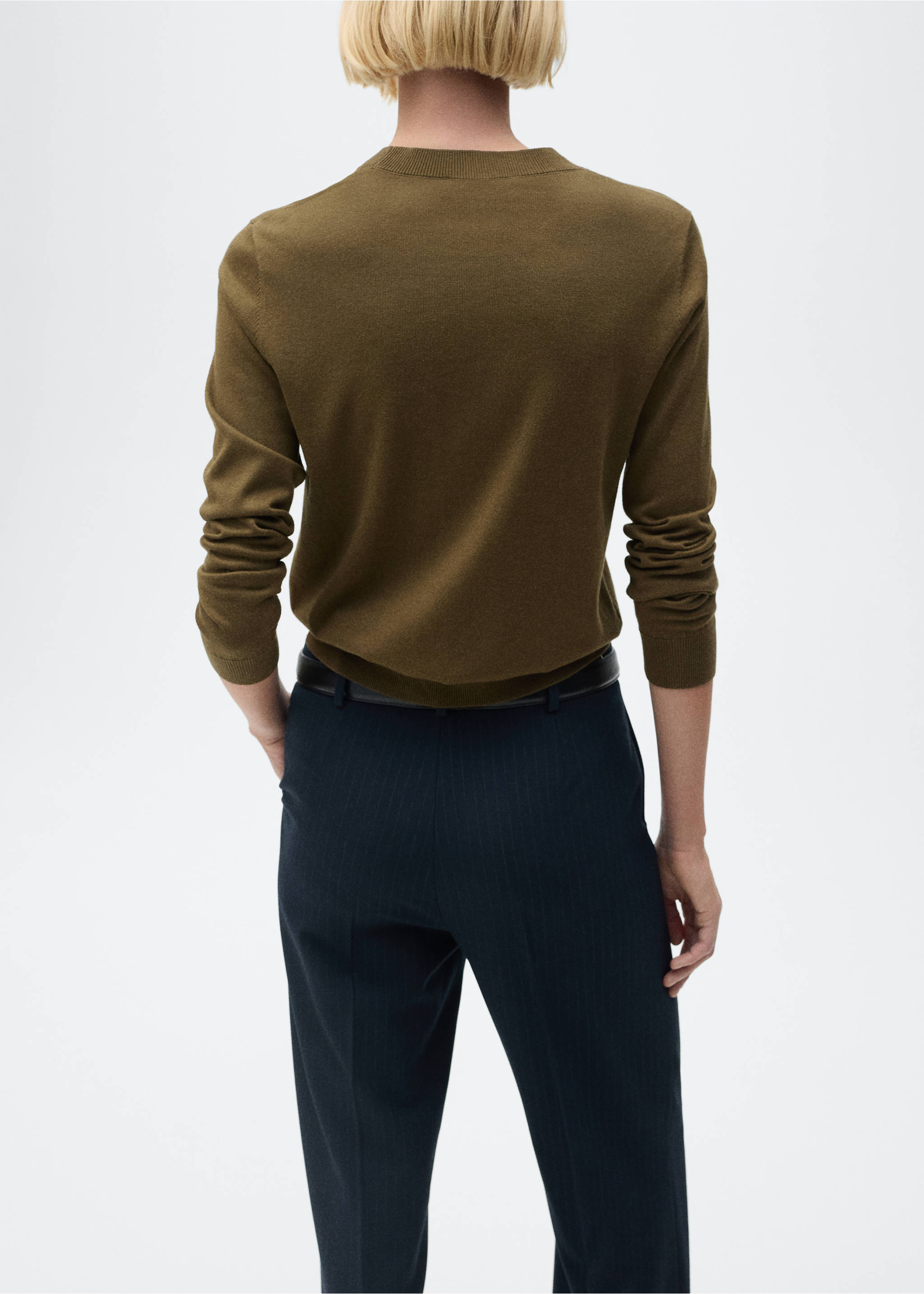 Silk-blend knitted sweater - Reverse of the article, Khaki. Ref: 87014081-00.