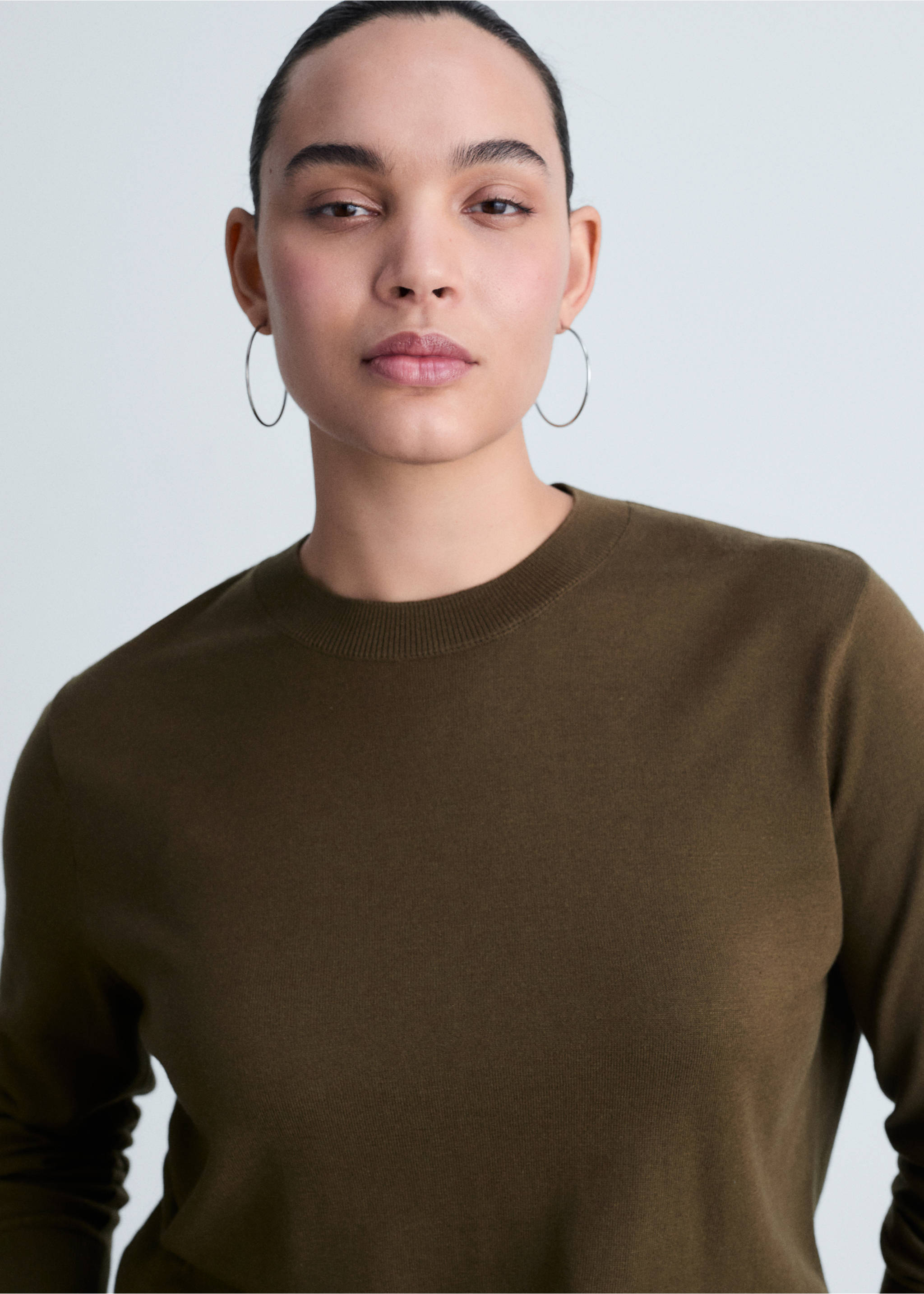 Silk-blend knitted sweater - Details of the article 4, Khaki. Ref: 87014081-00.