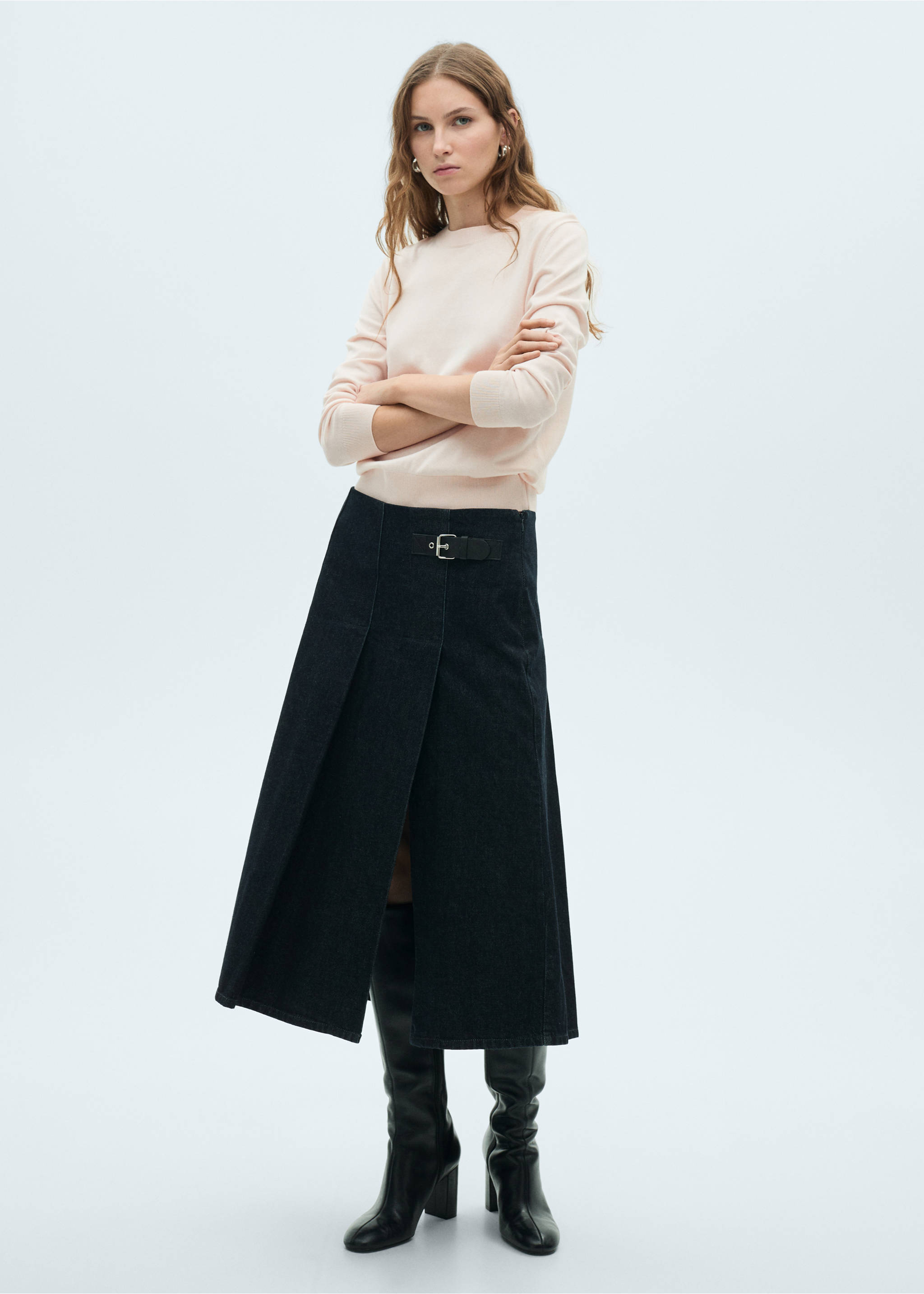Silk-blend knitted sweater - General plane, Pale Pink. Ref: 87014081-00.