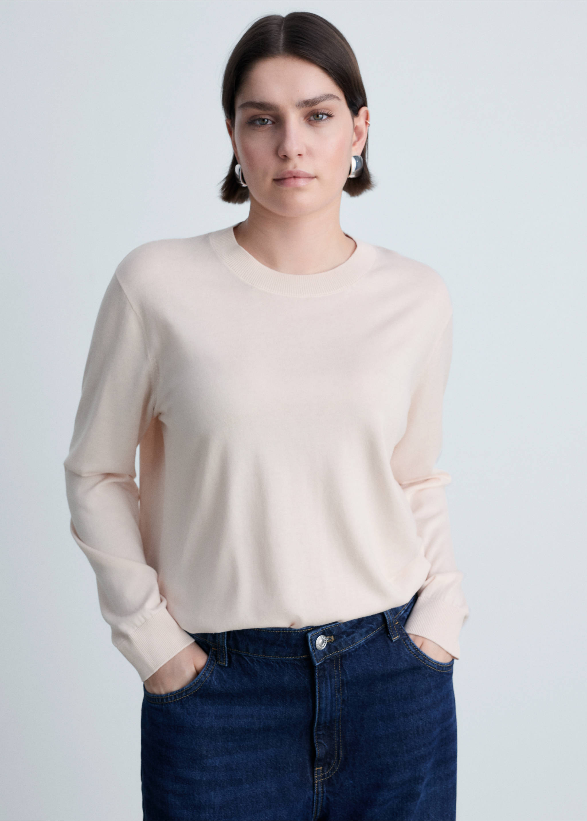 Silk-blend knitted sweater - Details of the article 5, Pale Pink. Ref: 87014081-00.