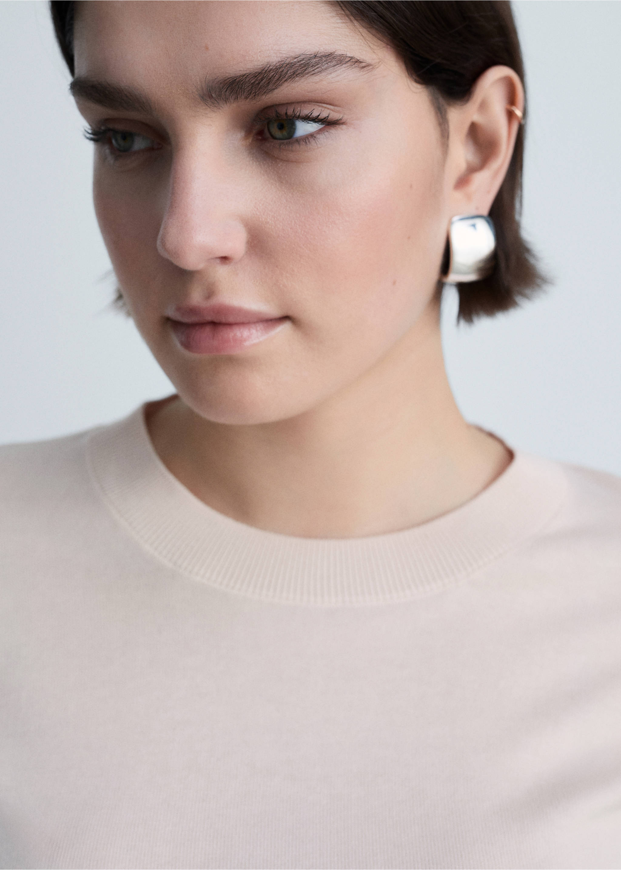 Silk-blend knitted sweater - Details of the article 4, Pale Pink. Ref: 87014081-00.