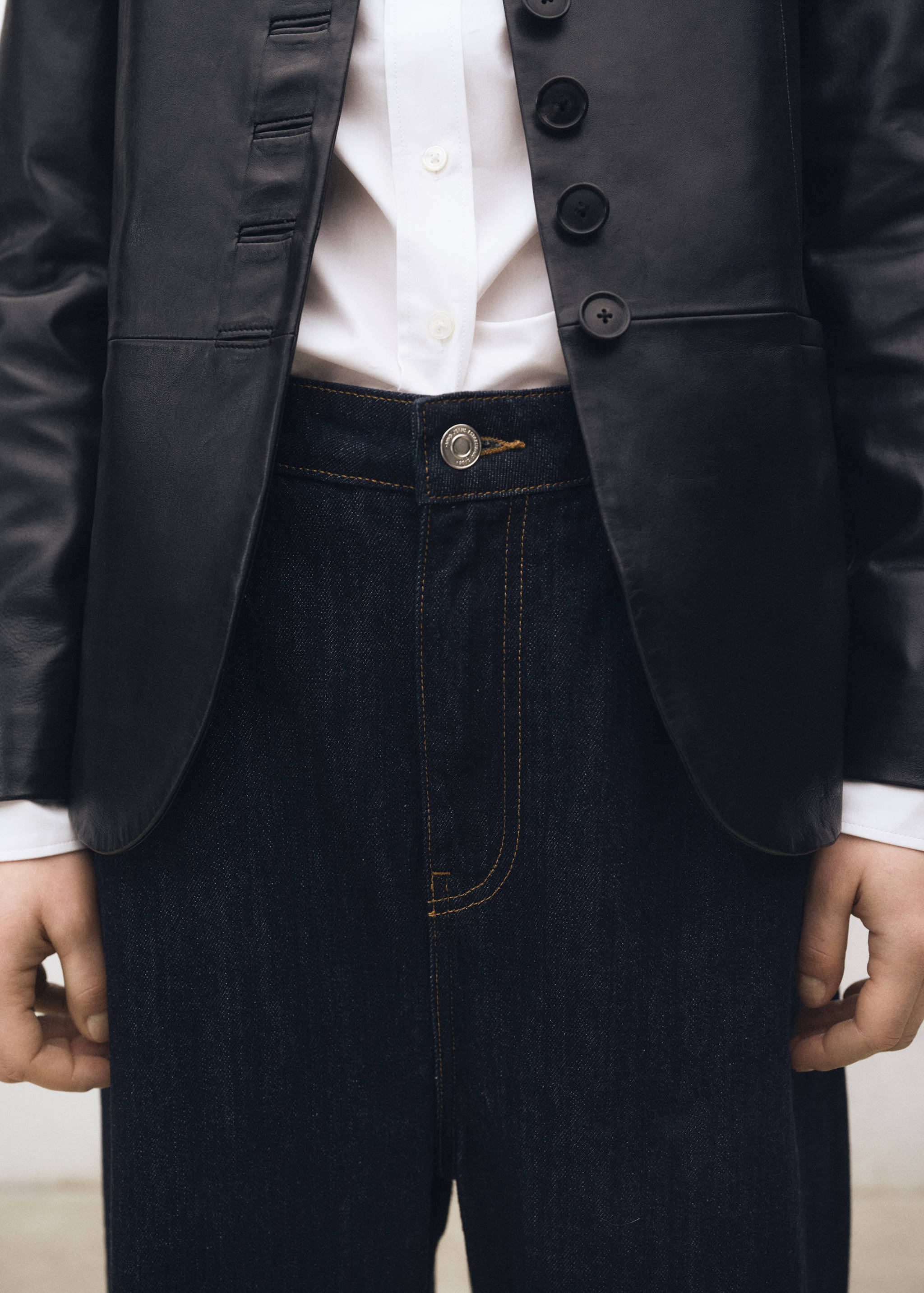 Low-rise wide leg rinse-wash jeans - Medium plane