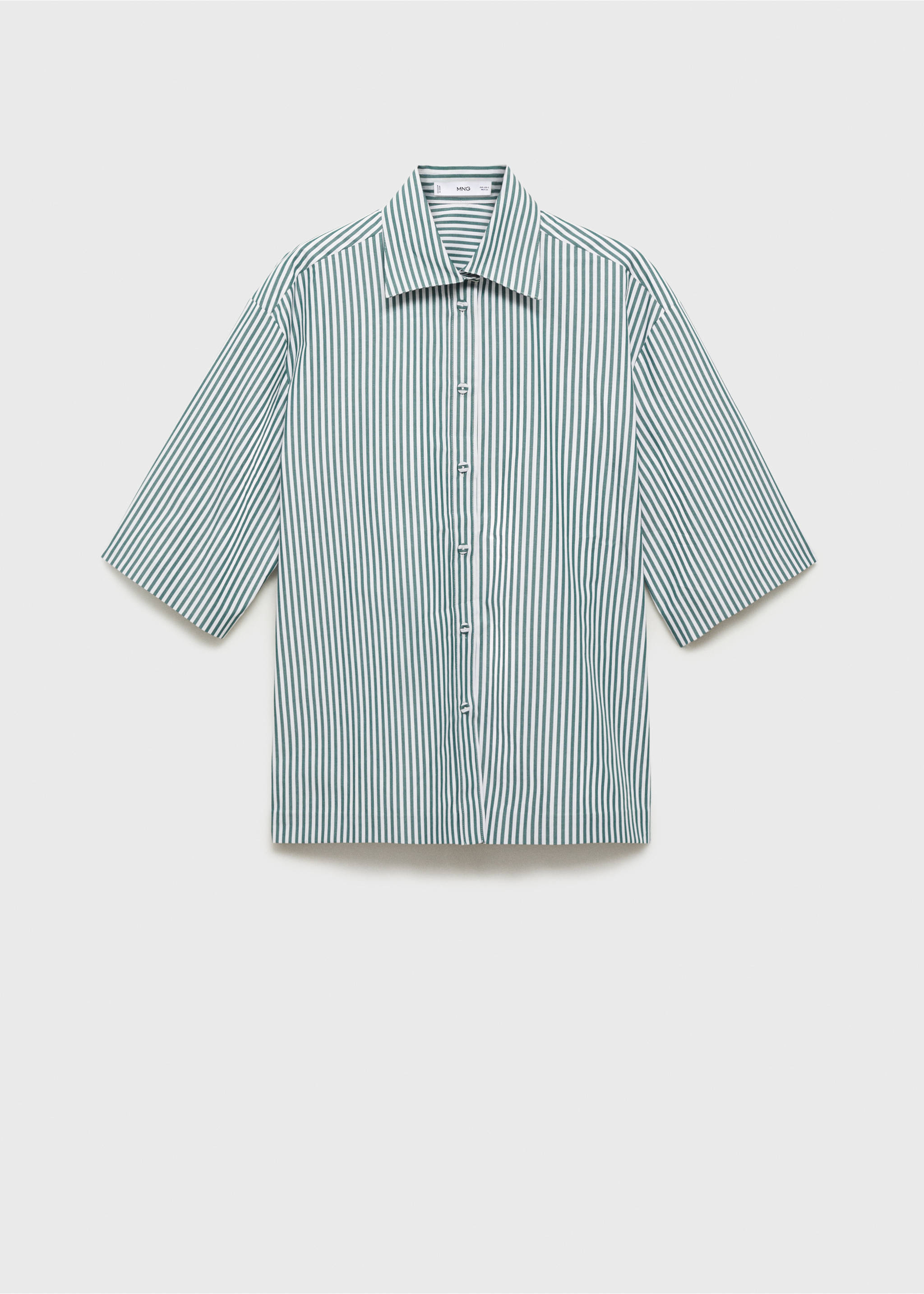 Chemise rayures manches courtes coton - Article sans modèle, Vert forêt. Ref: 87014084-00.