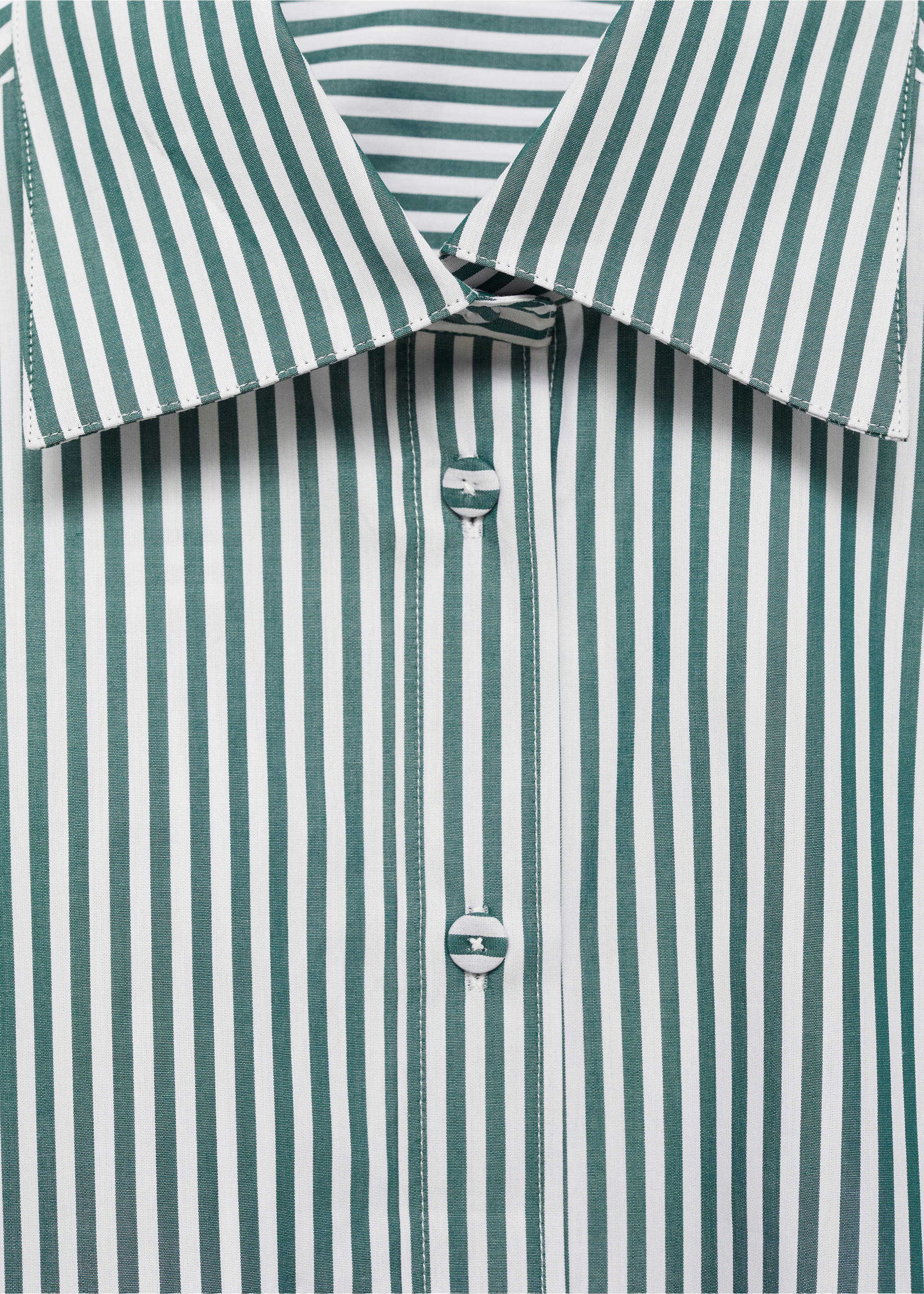 Chemise rayures manches courtes coton - Détail de l'article 8, Vert forêt. Ref: 87014084-00.