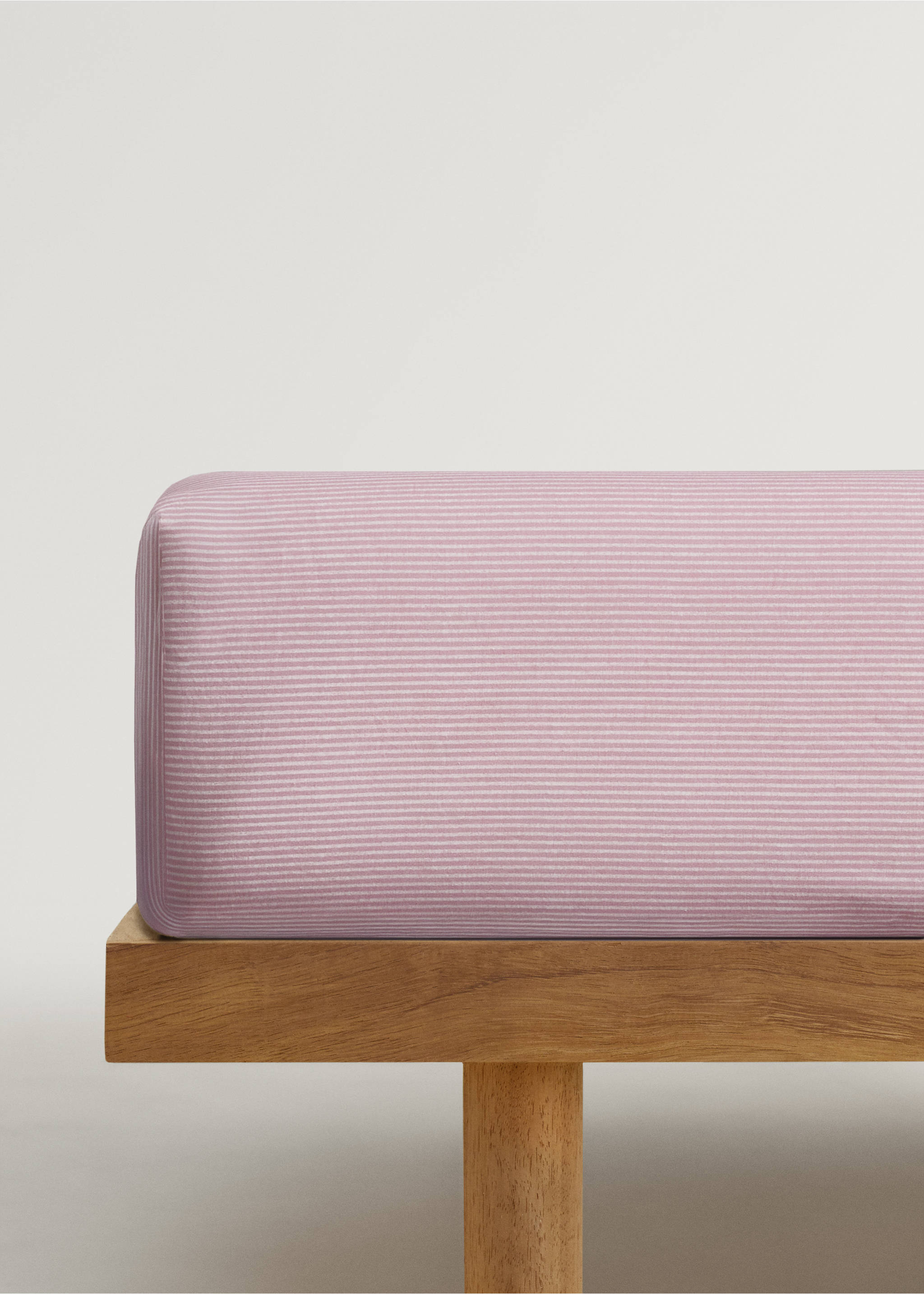 Children’s cotton percale striped bed 90 cm - Article without model, Medium Pink. Ref: 87014087-00.