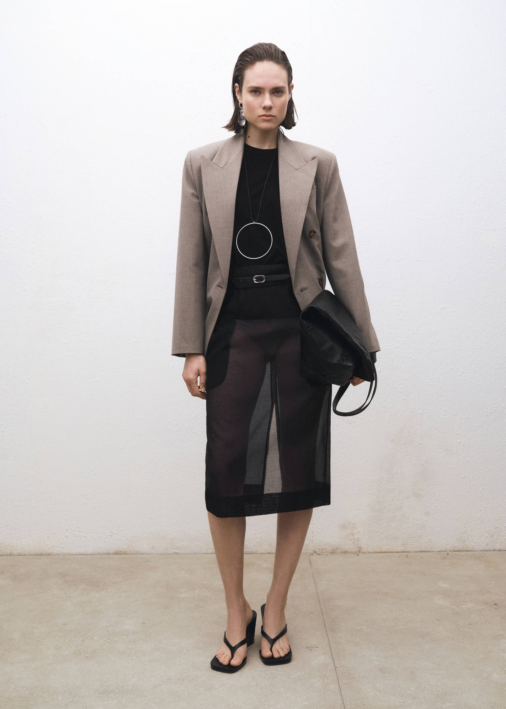 Pull-over laine mélangée col rond - Plan général