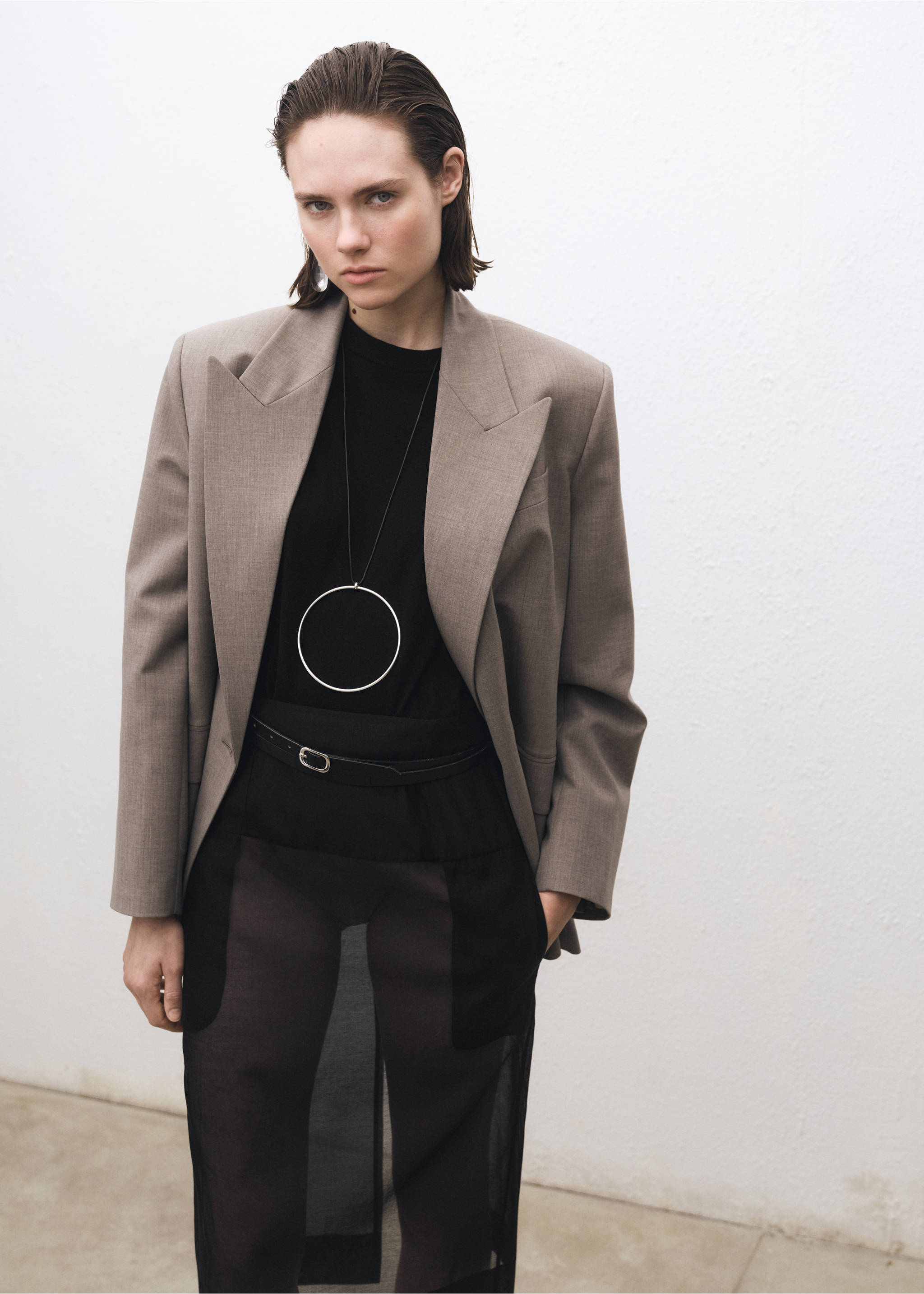 Pull-over laine mélangée col rond - Détail de l'article 2, Noir. Ref: 87014090-00.