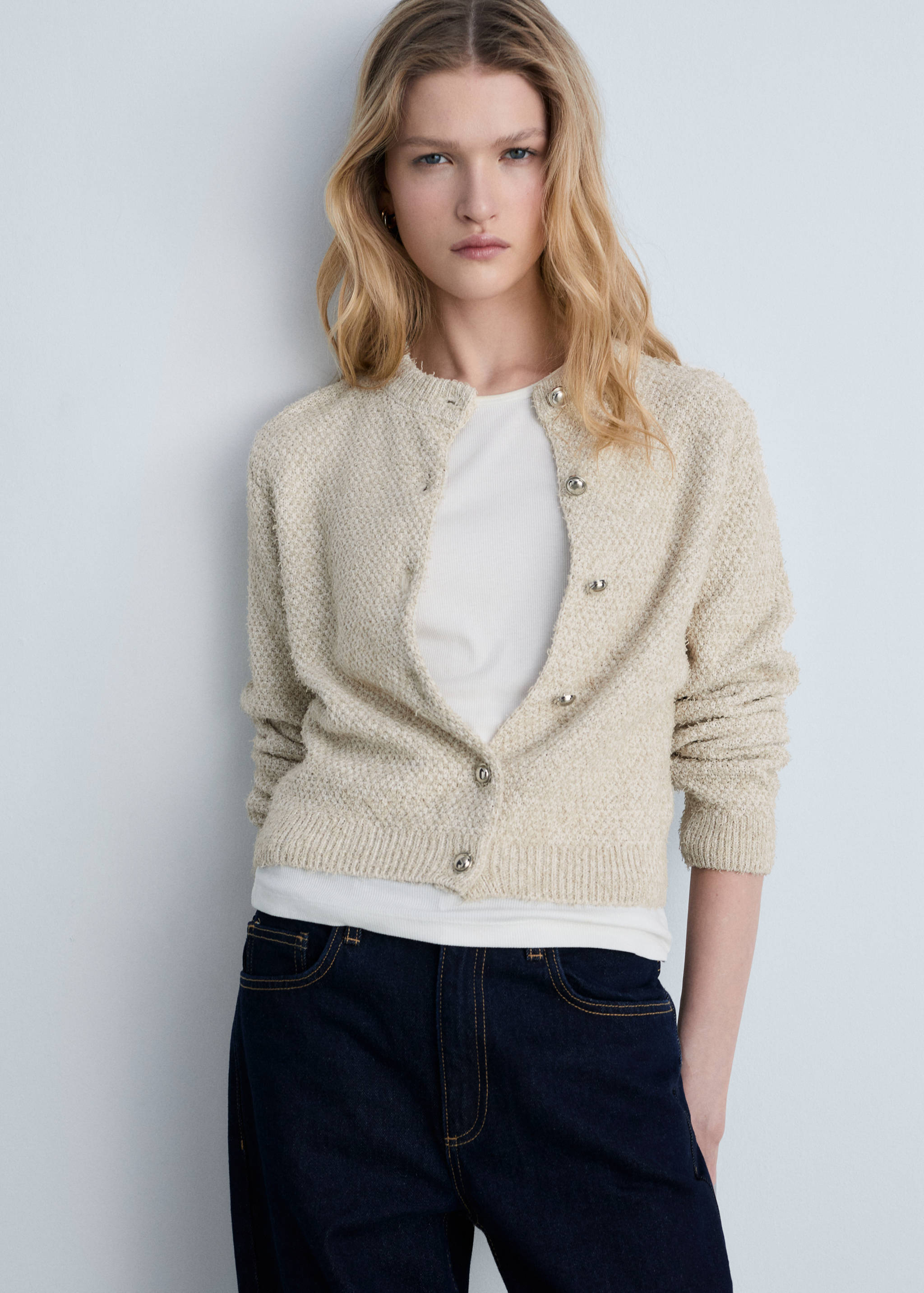 Chunky-knit jacket with buttons - Medium plane