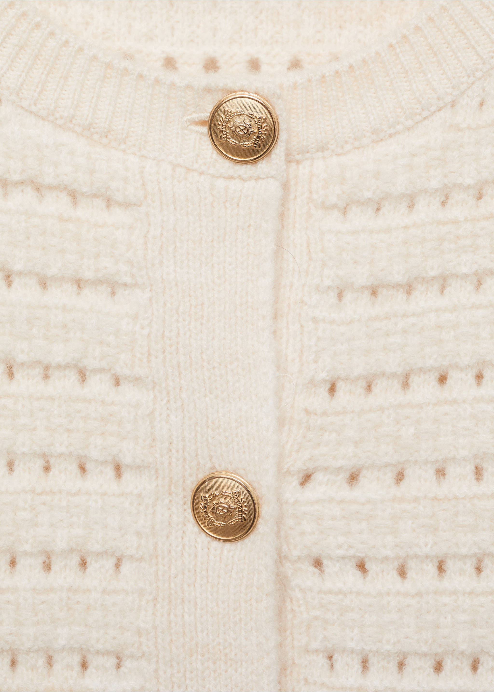 Openwork detail knit cardigan - Details of the article 8, Ecru. Ref: 87014095-00.
