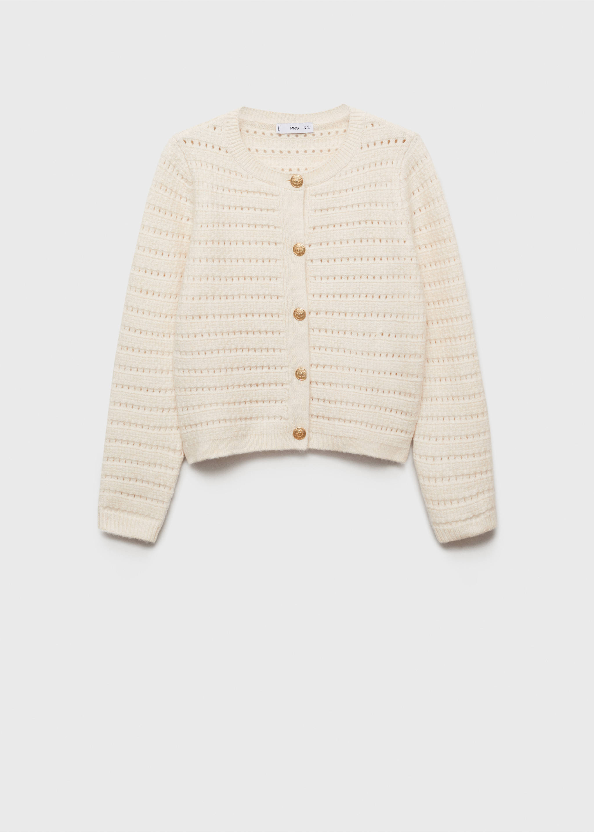 Openwork detail knit cardigan - Article without model, Ecru. Ref: 87014095-00.