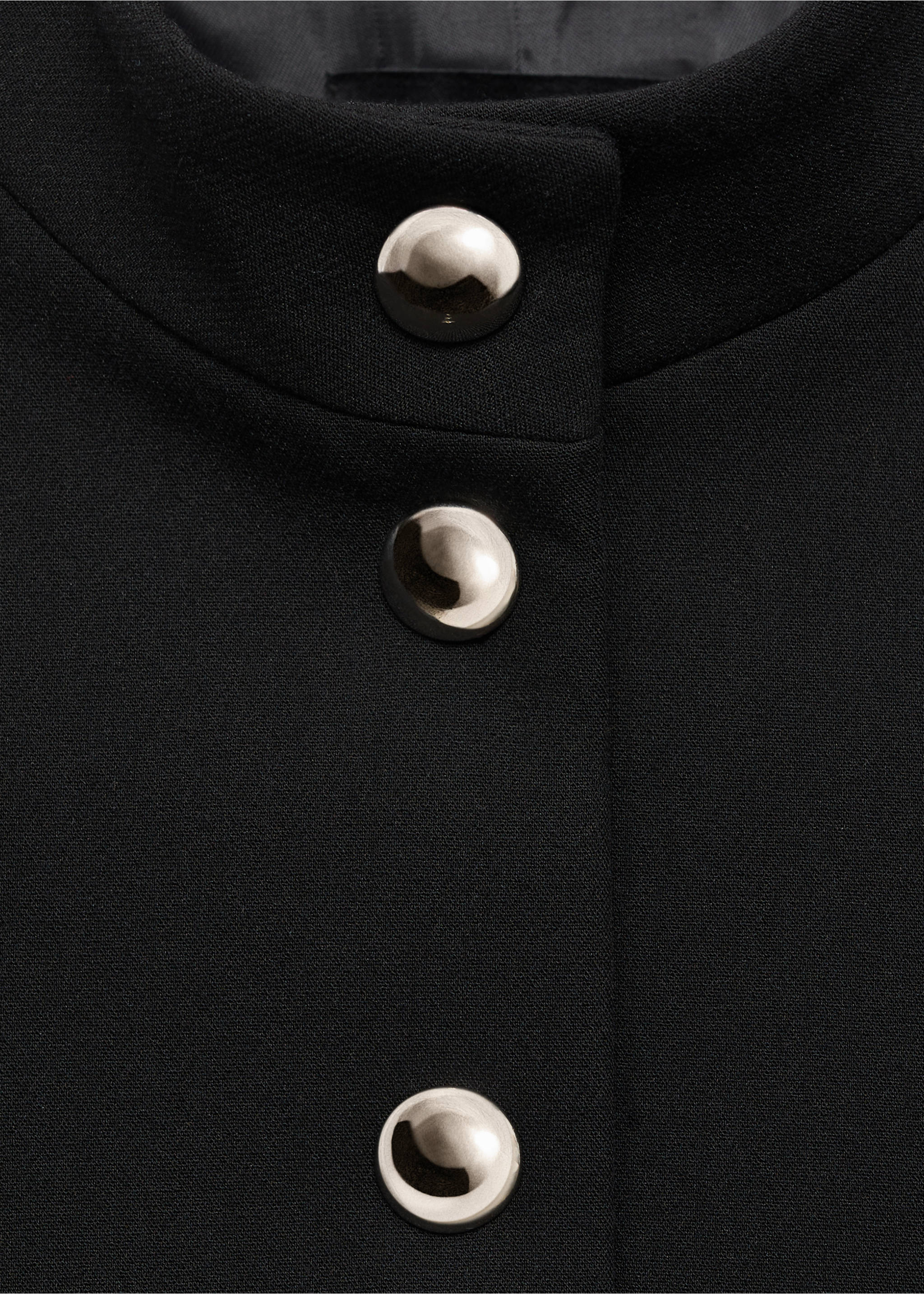 Jacket with jewel-button strip collar - Details of the article 8, Black. Ref: 87014096-00.