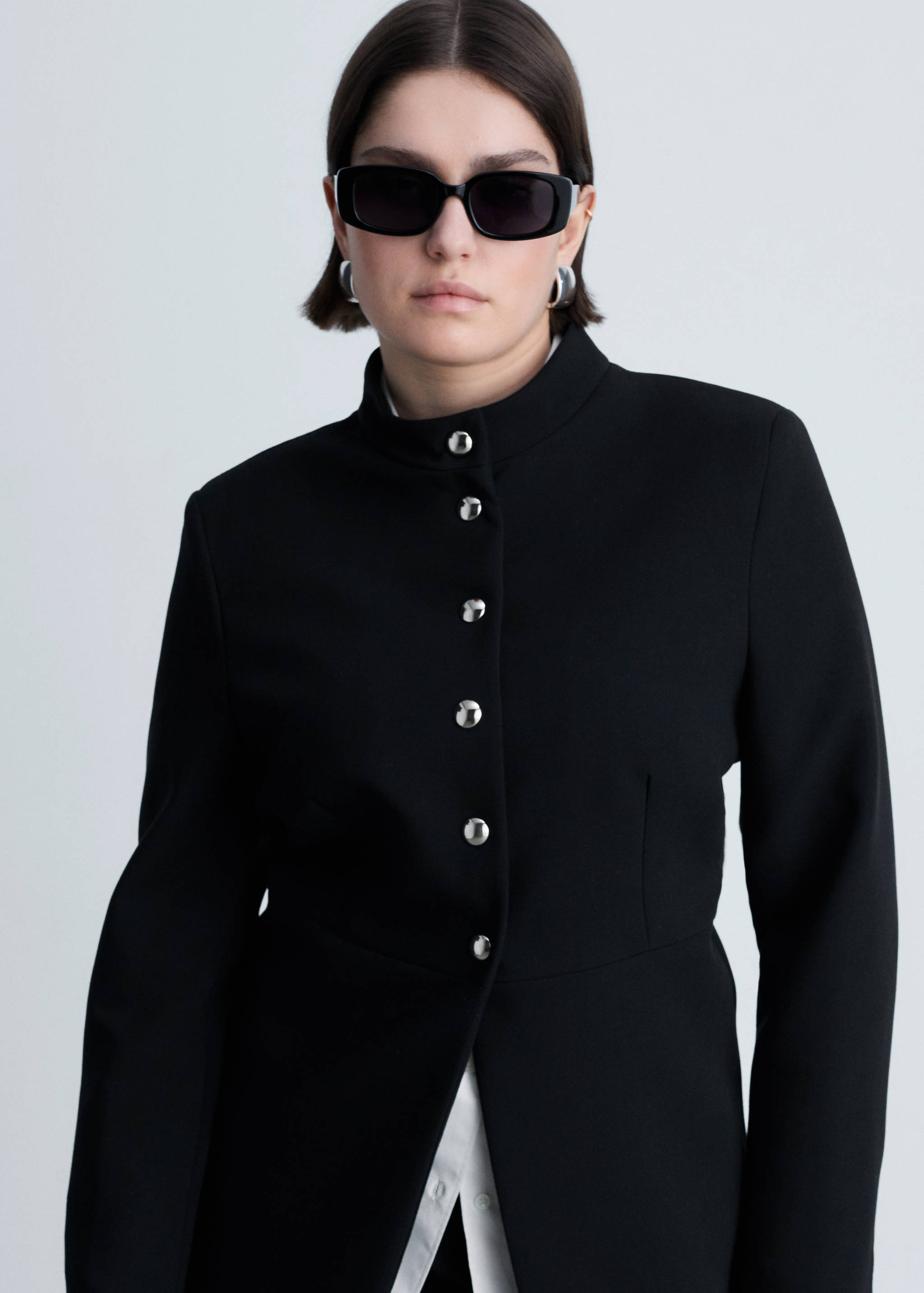Jacket with jewel-button strip collar - Details of the article 5