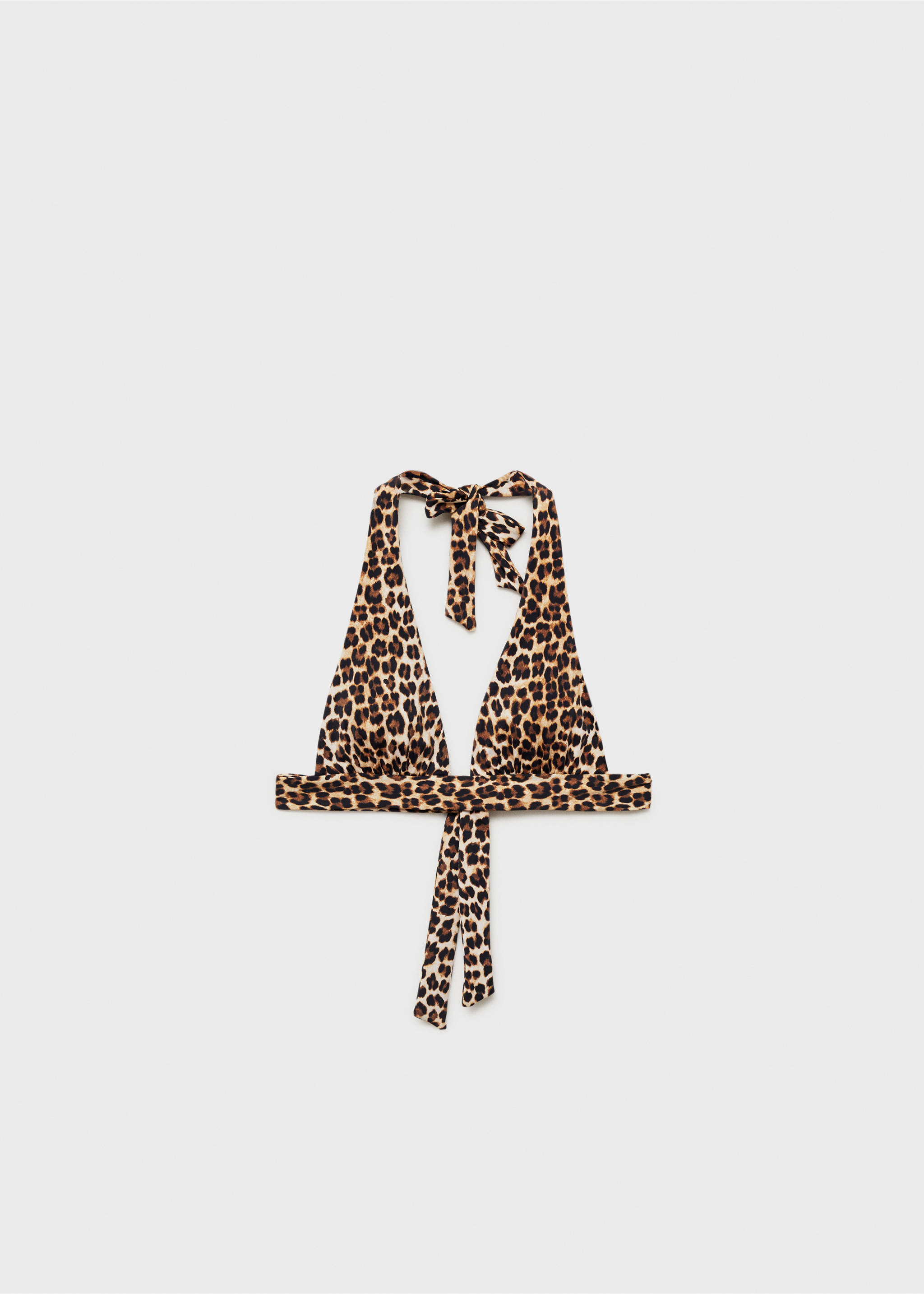 Animal-print bikini top - Article without model, Brown. Ref: 87014393-00.