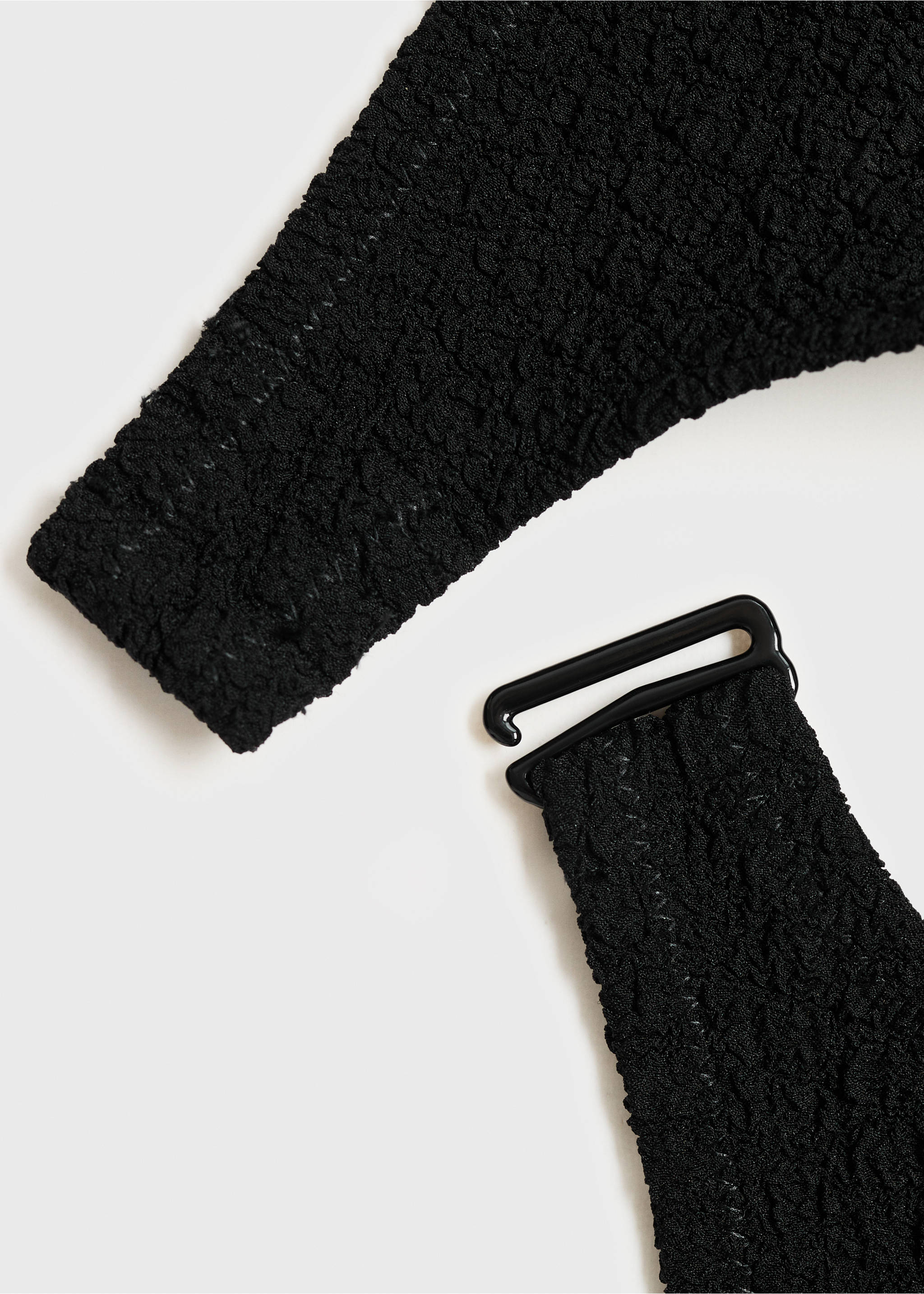 Towel-effect bikini top - Details of the article 0, Black. Ref: 87014397-00.