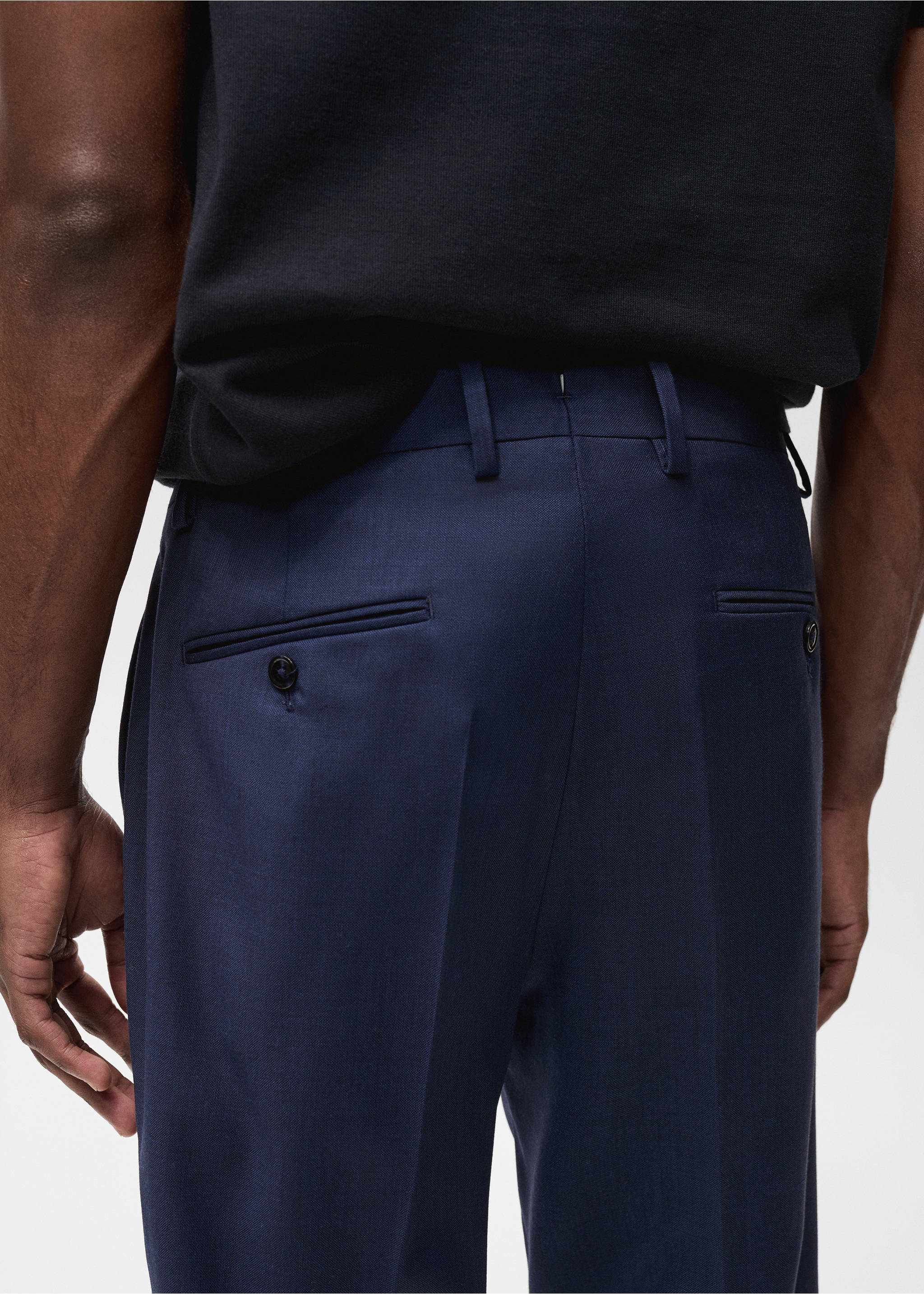 Anzughose Turín aus 100 % Schurwolle - Detail des Artikels 6, Tintenblau. Ref: 87014399-00.