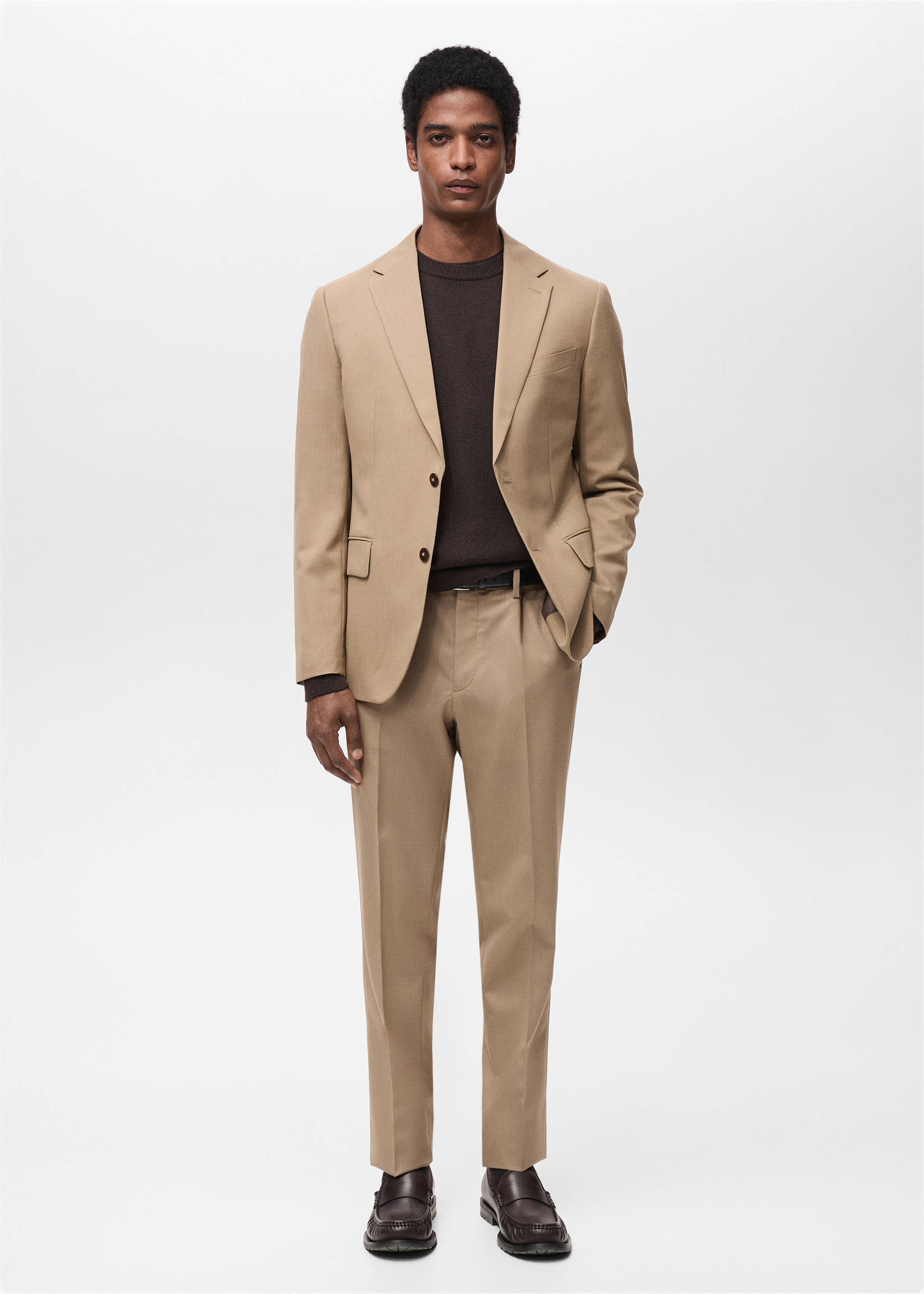 Turin 100% virgin wool suit trousers - General plane, Beige. Ref: 87014400-00.