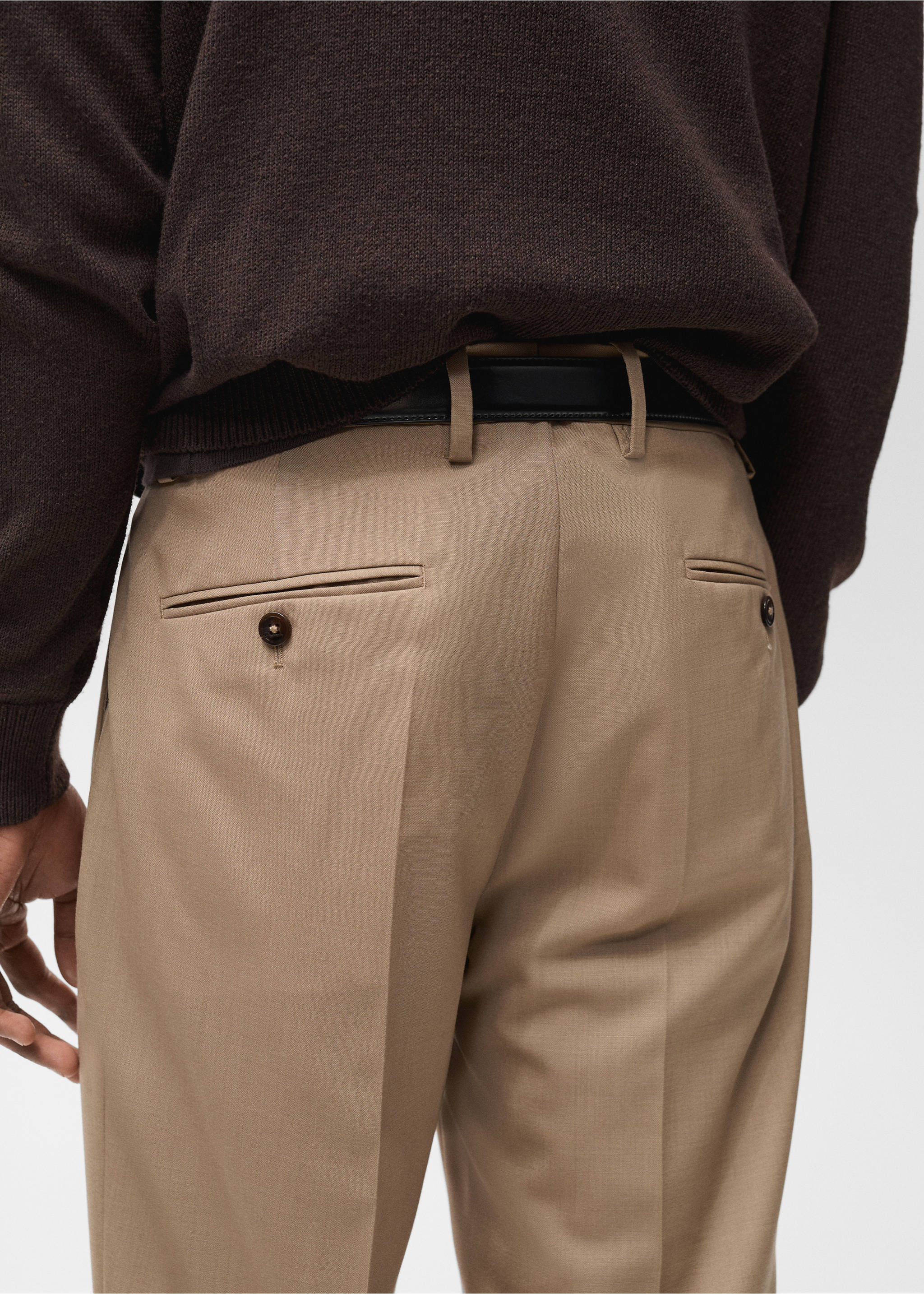 Turin 100% virgin wool suit trousers - Details of the article 6, Beige. Ref: 87014400-00.