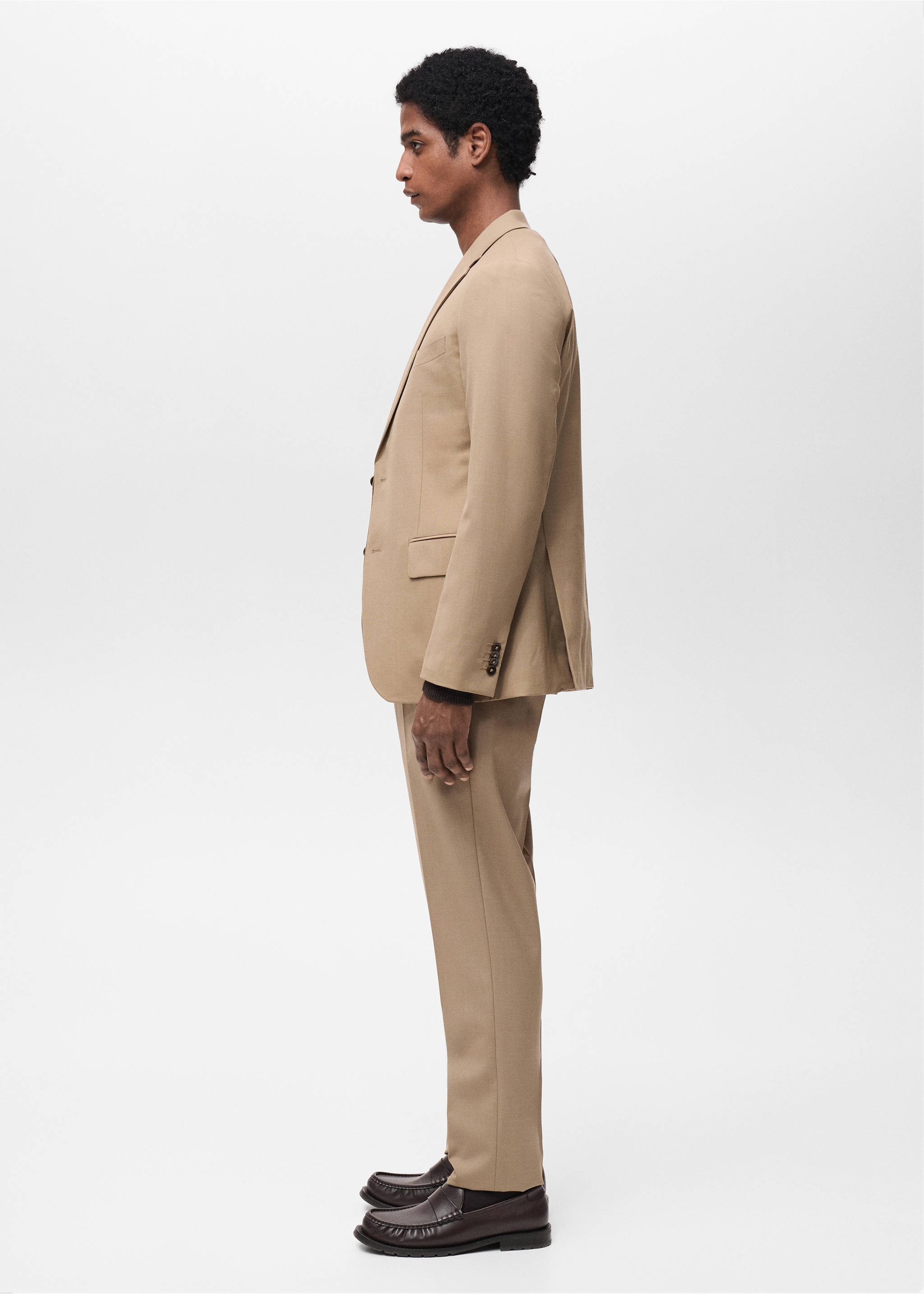 Turin 100% virgin wool suit trousers - Details of the article 2, Beige. Ref: 87014400-00.