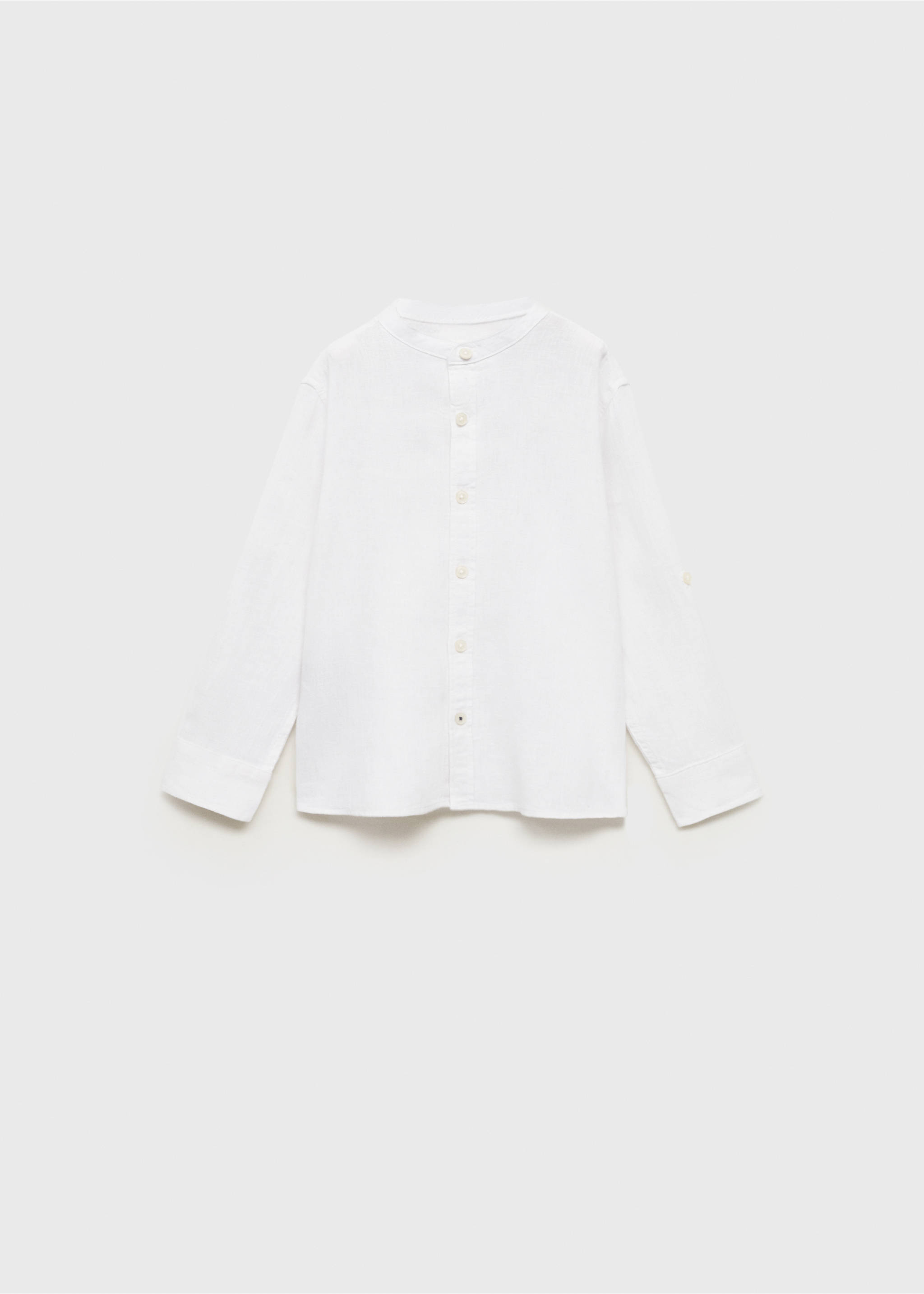 Mao collar linen shirt - Article without model, White. Ref: 87014405-00.