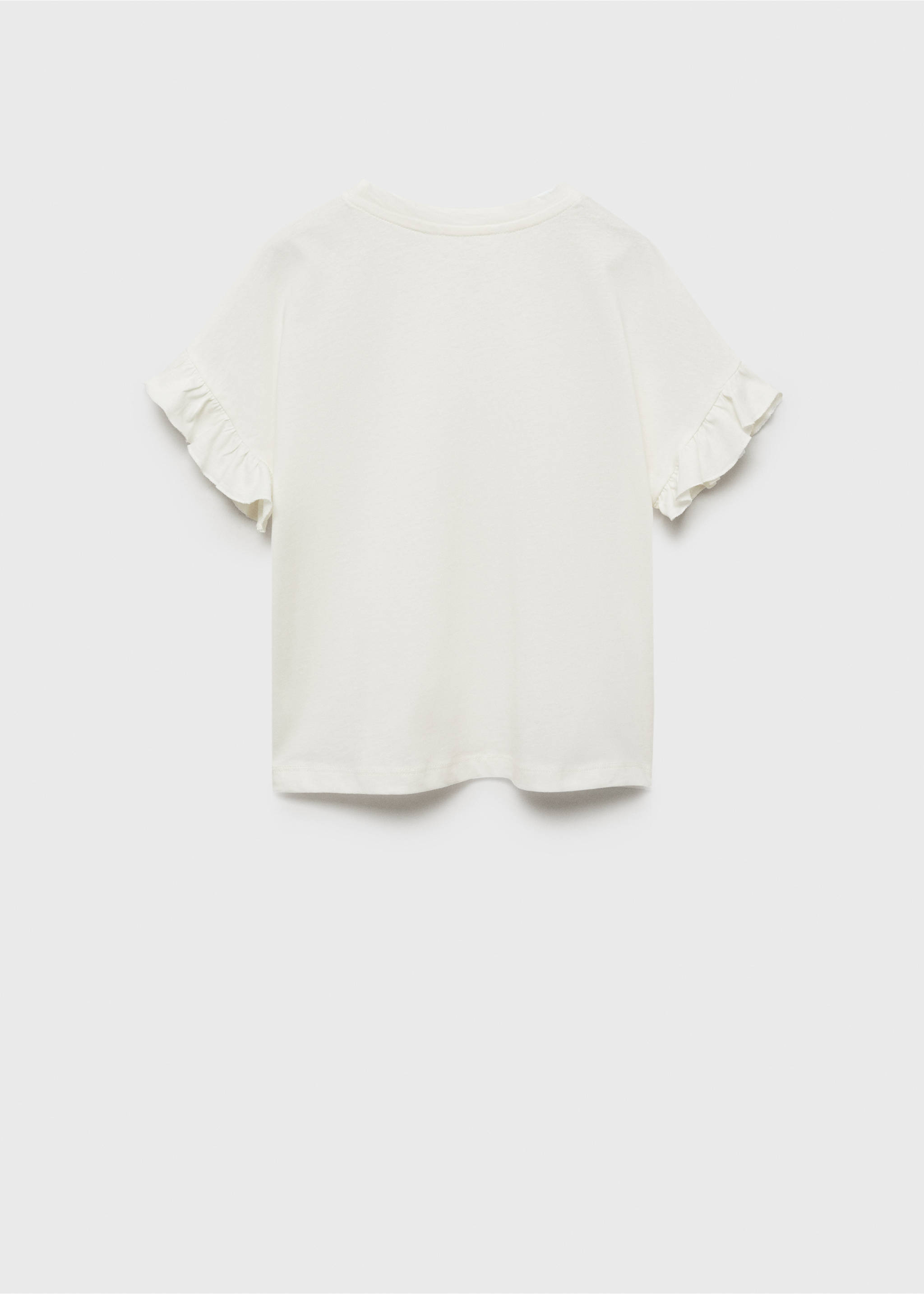 T-shirt med broderade fjärilar - Artikelns baksida, Benvit. Ref: 87014406-00.