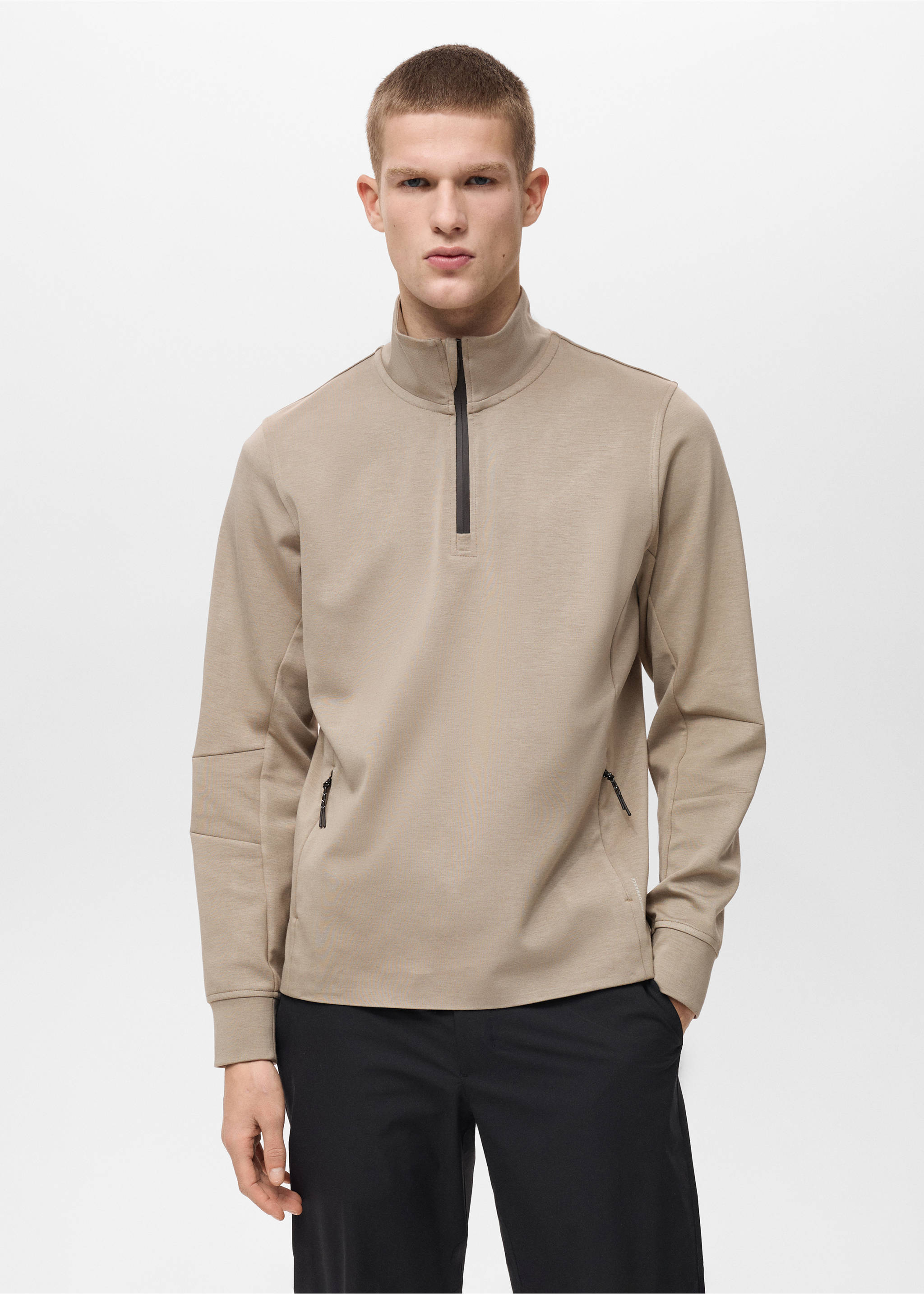 COOLMAX® zip-up sweatshirt - Medium plane, Sand. Ref: 87014407-00.