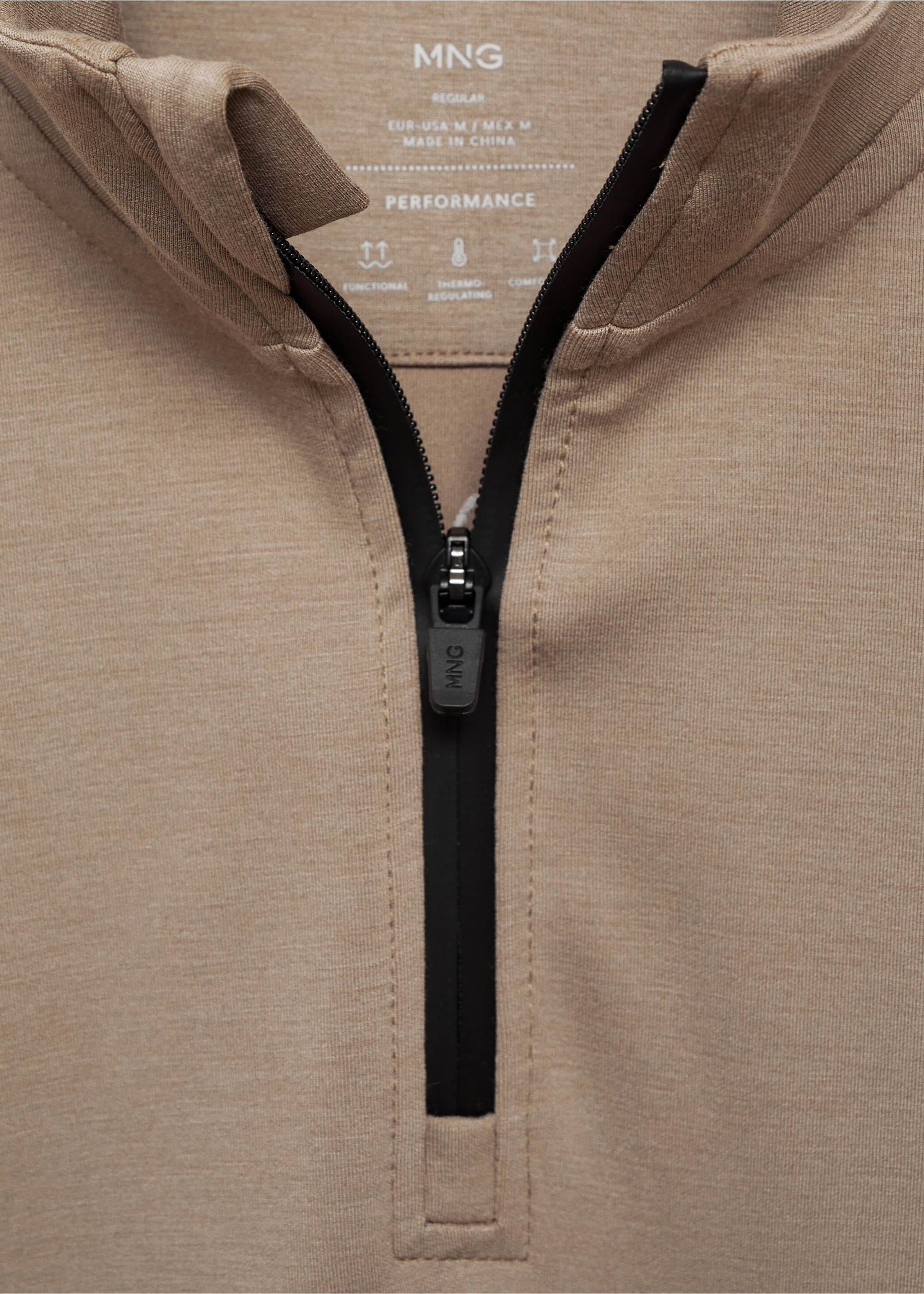 COOLMAX® zip-up sweatshirt - Details of the article 8, Sand. Ref: 87014407-00.