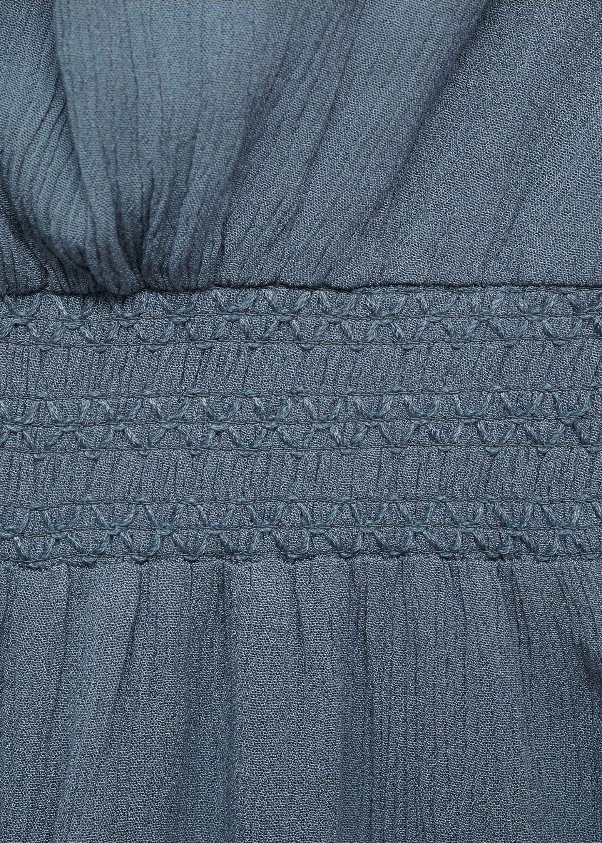 Jumpsuit with gathered waist - Details of the article 8, Blue. Ref: 87014408-00.