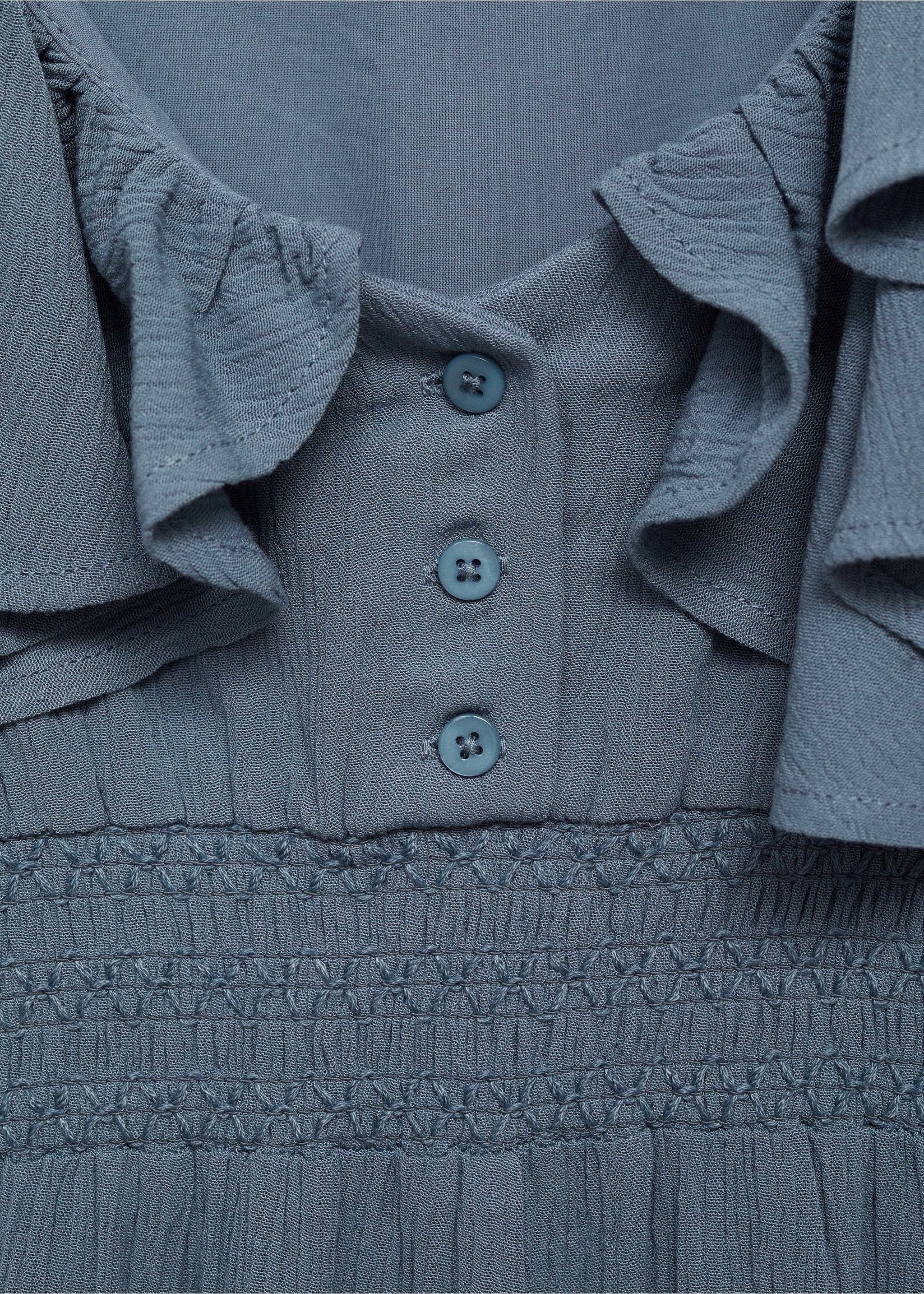 Jumpsuit with gathered waist - Details of the article 0, Blue. Ref: 87014408-00.