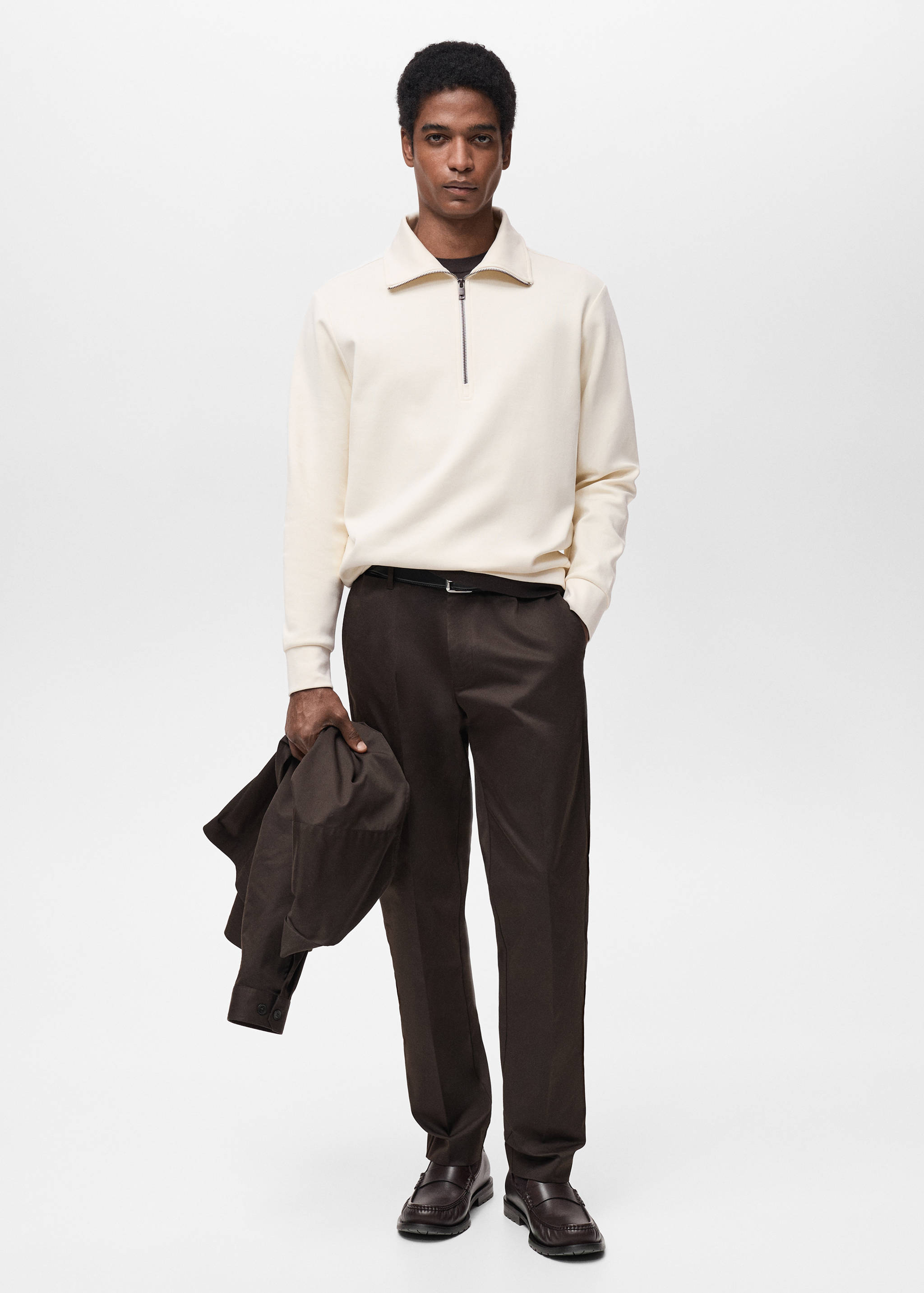 Regular-Fit-Sweatshirt aus Baumwolle mit Zip - Allgemeine Ansicht