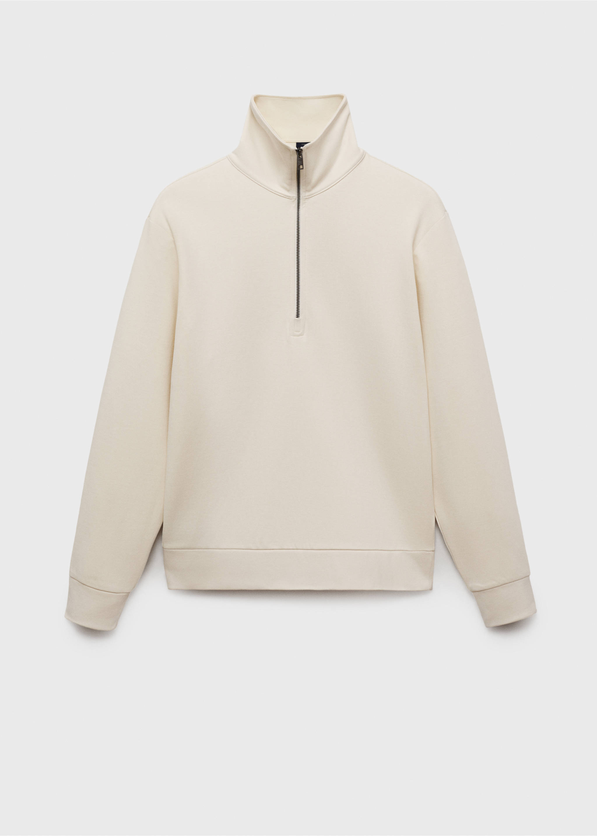 Sweatshirt i bomull med dragkedja och normal passform - Artikel utan modell, Benvit. Ref: 87014412-00.