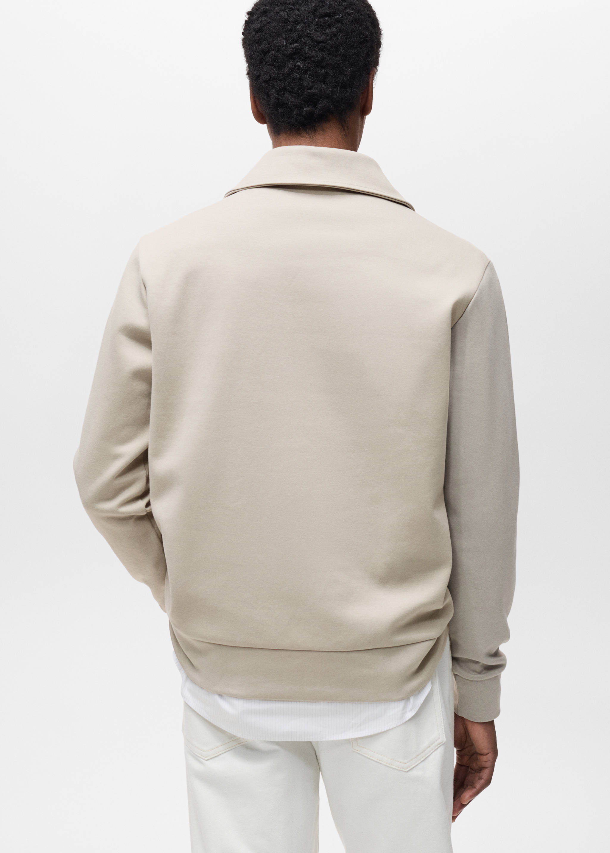 Regular-fit cotton sweatshirt with zipper - Reverse of the article