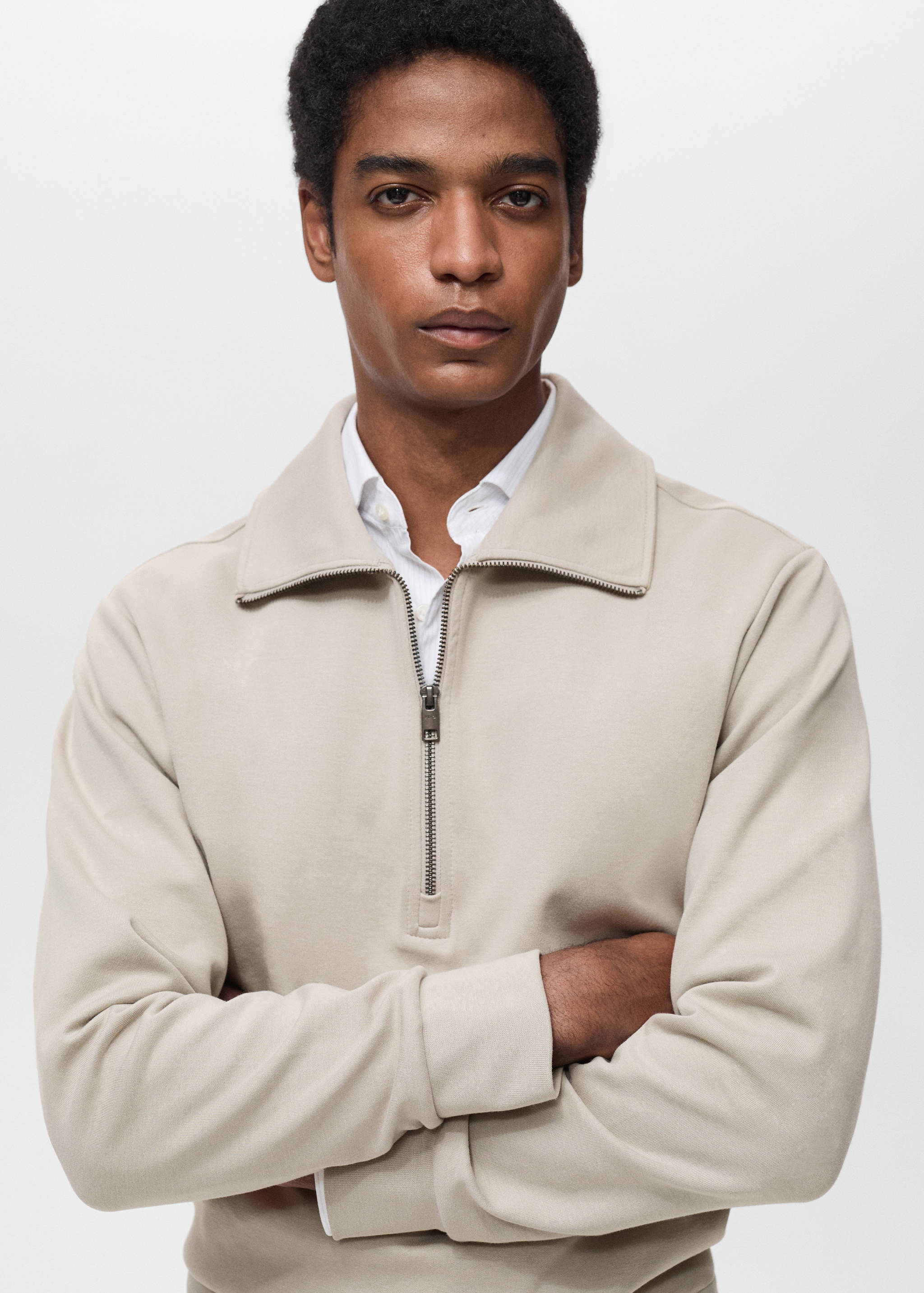 Regular-fit cotton sweatshirt with zipper - Details of the article 1