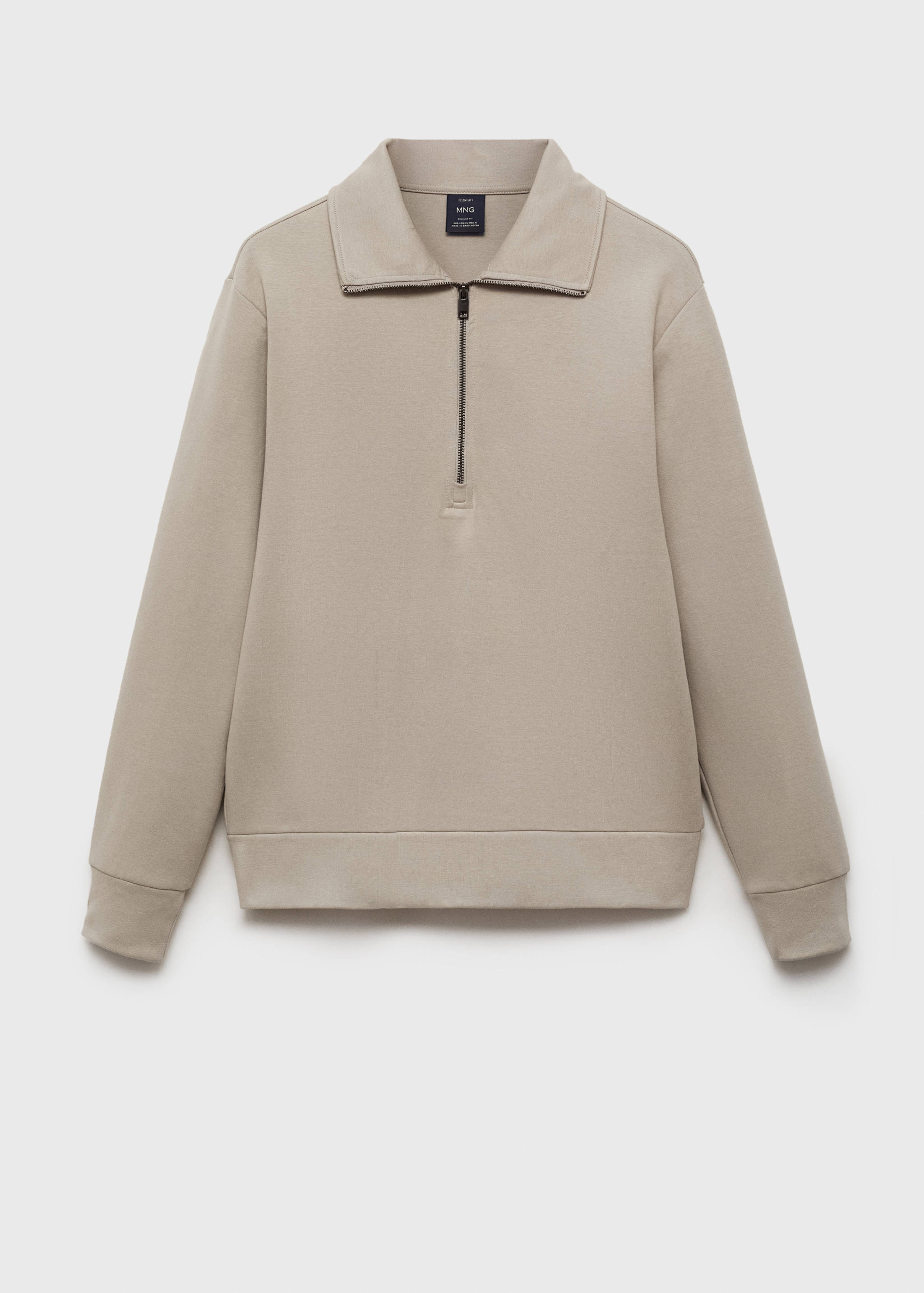 Regular-fit cotton sweatshirt with zipper - Article without model