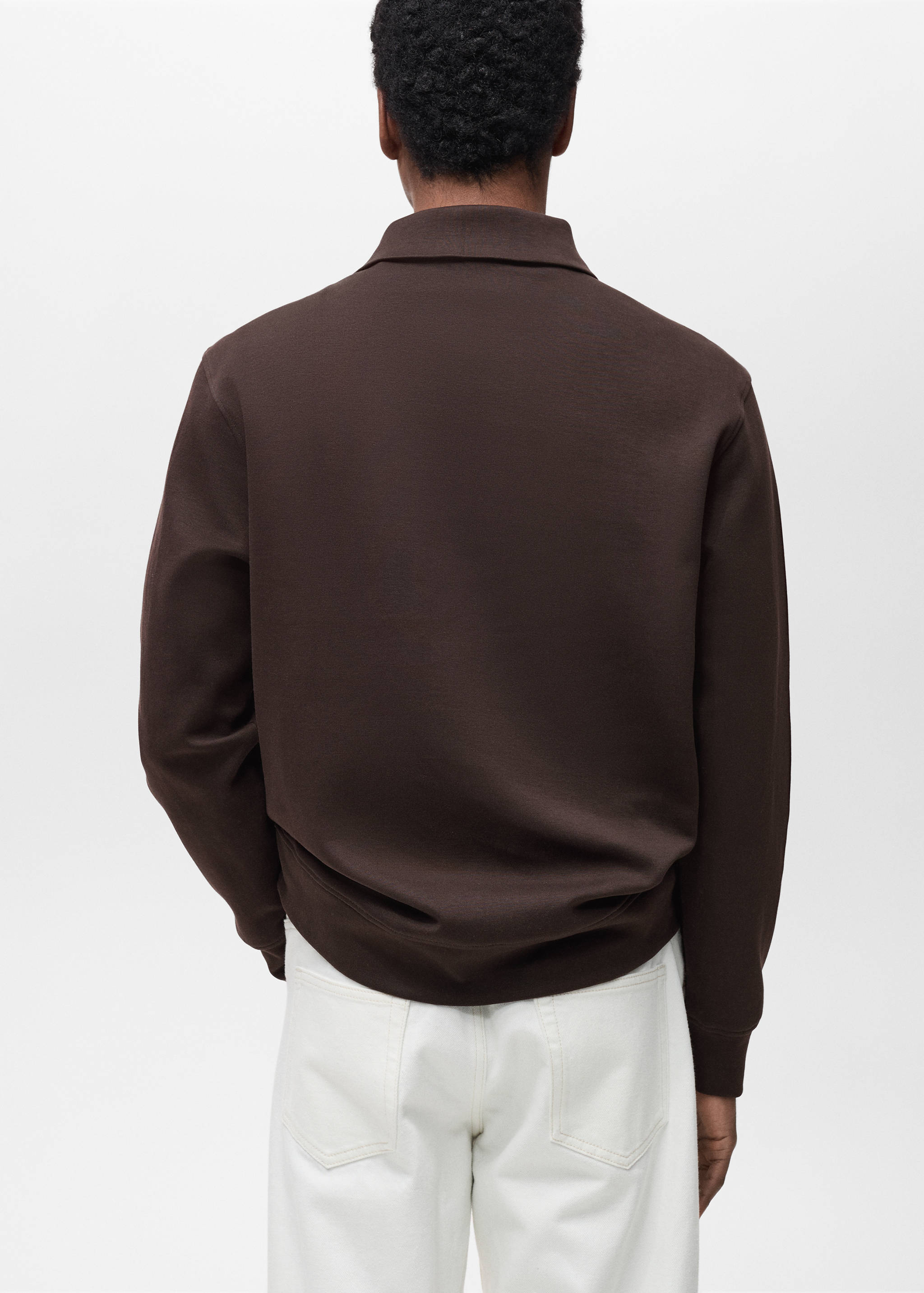 Regular-fit cotton sweatshirt with zipper - Reverse of the article