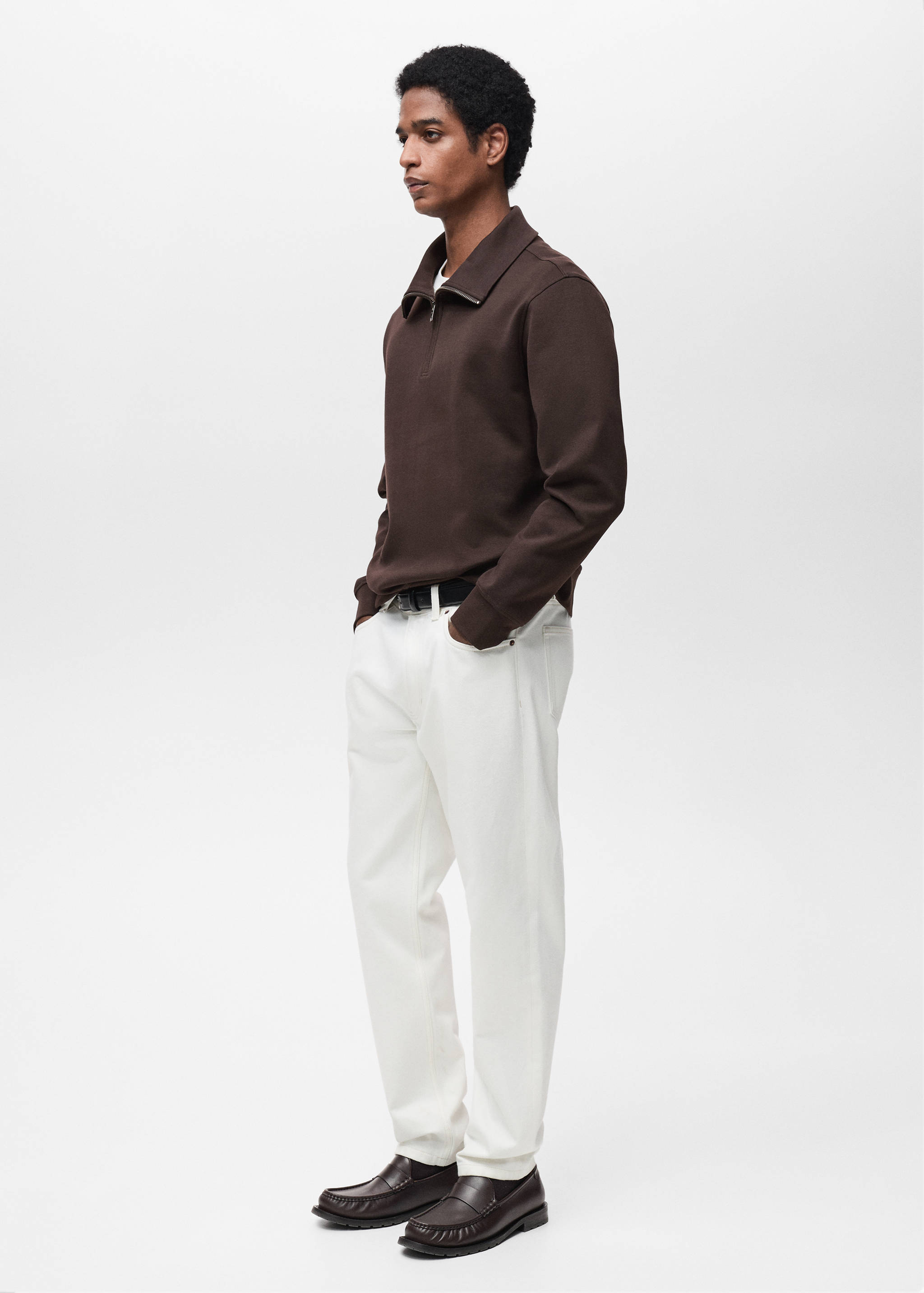 Regular-fit cotton sweatshirt with zipper - Details of the article 2