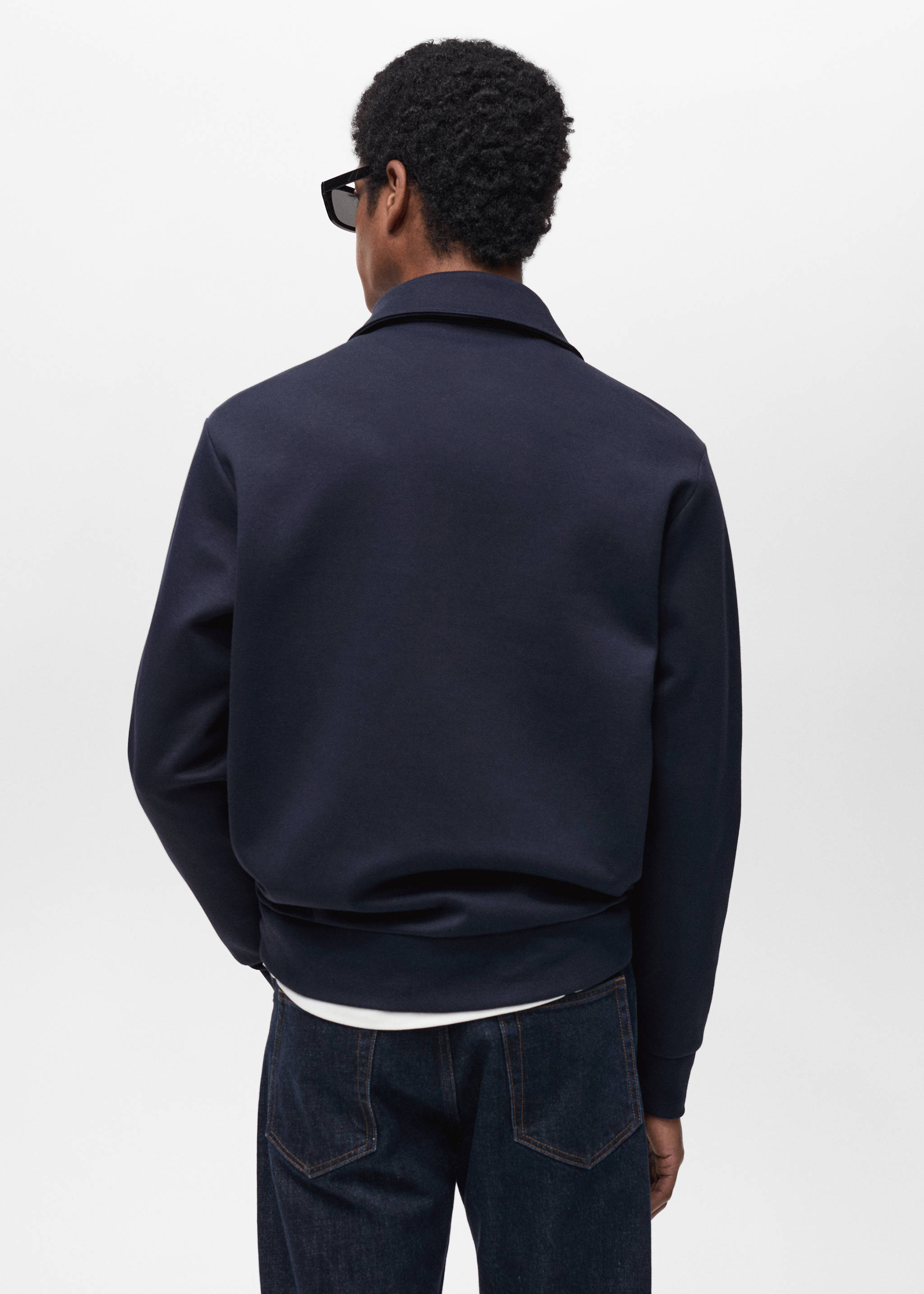 Regular-fit cotton sweatshirt with zipper - Reverse of the article