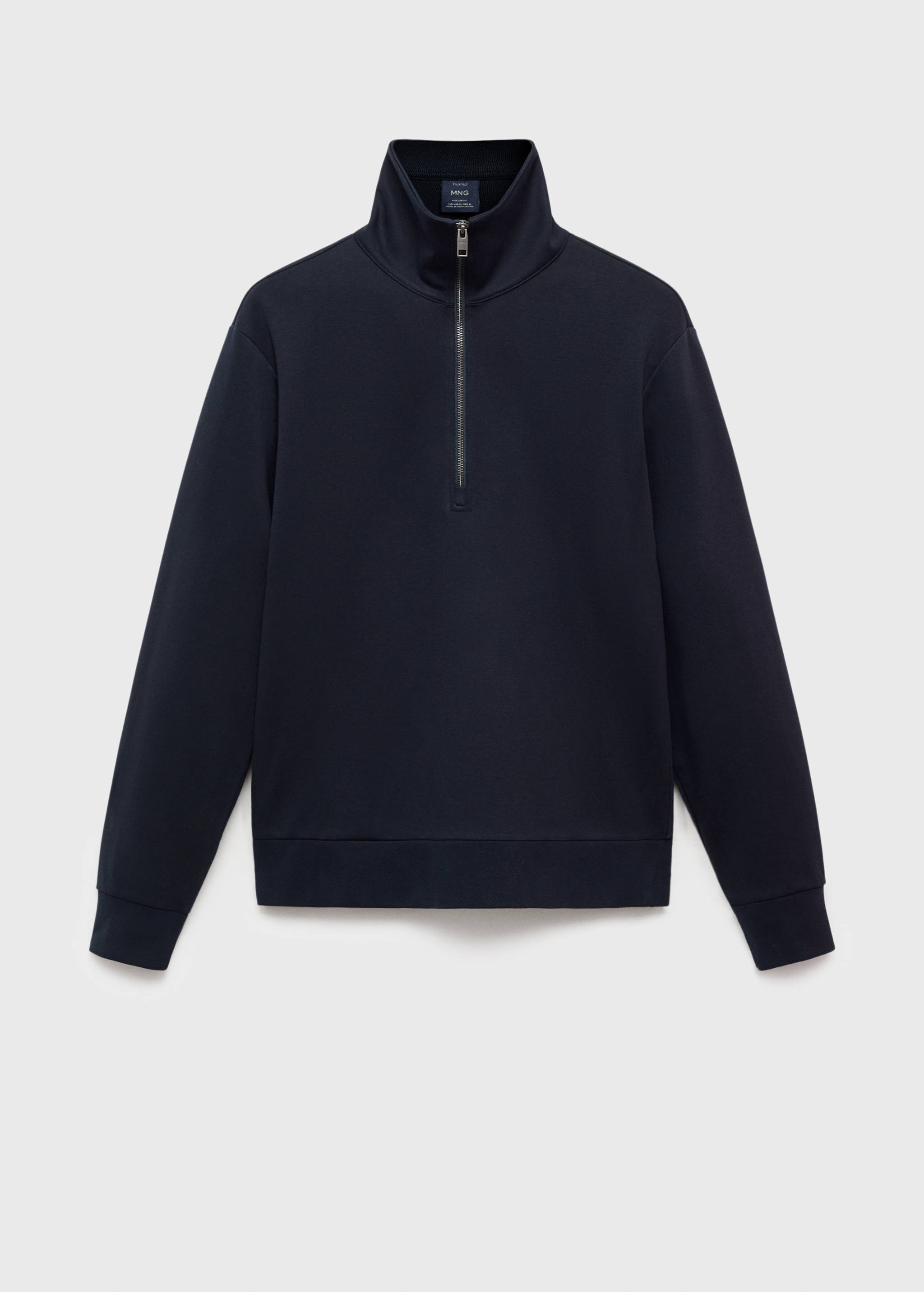 Regular-fit cotton sweatshirt with zipper - Article without model