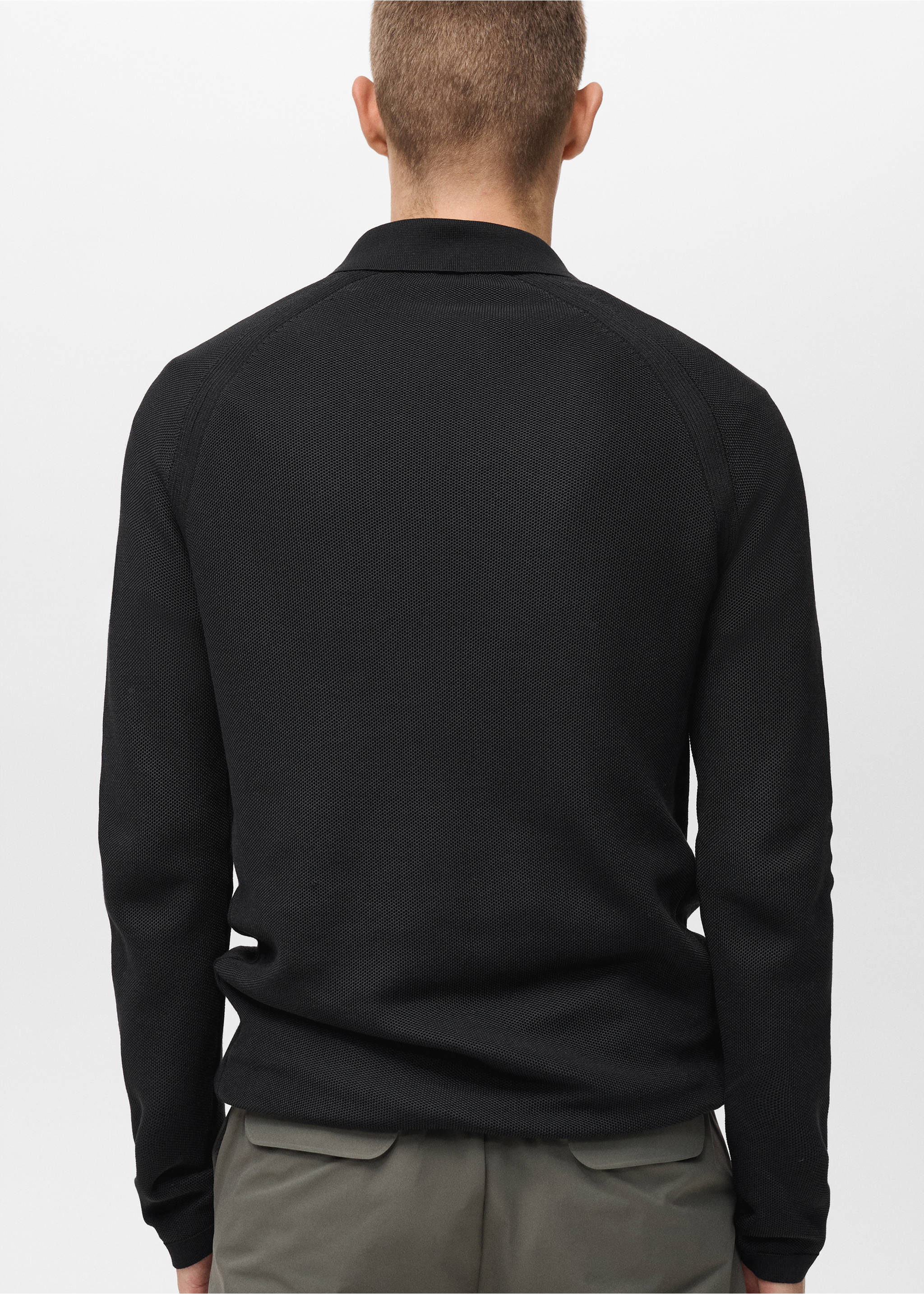Polo shirt with COOLMAX® technology structure - Reverse of the article, Black. Ref: 87014413-00.