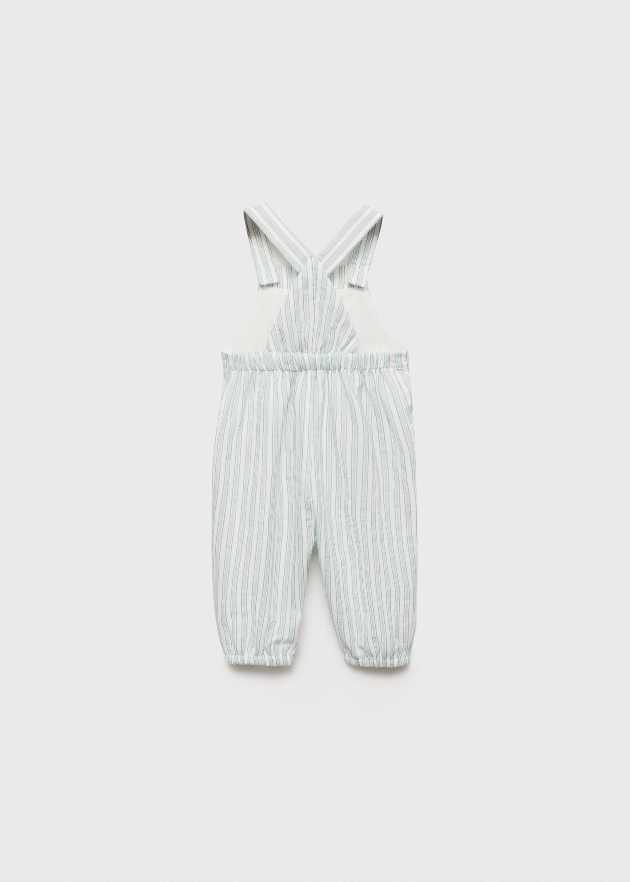 Striped cotton dungarees - Reverse of the article, Pastel Green. Ref: 87014416-00.
