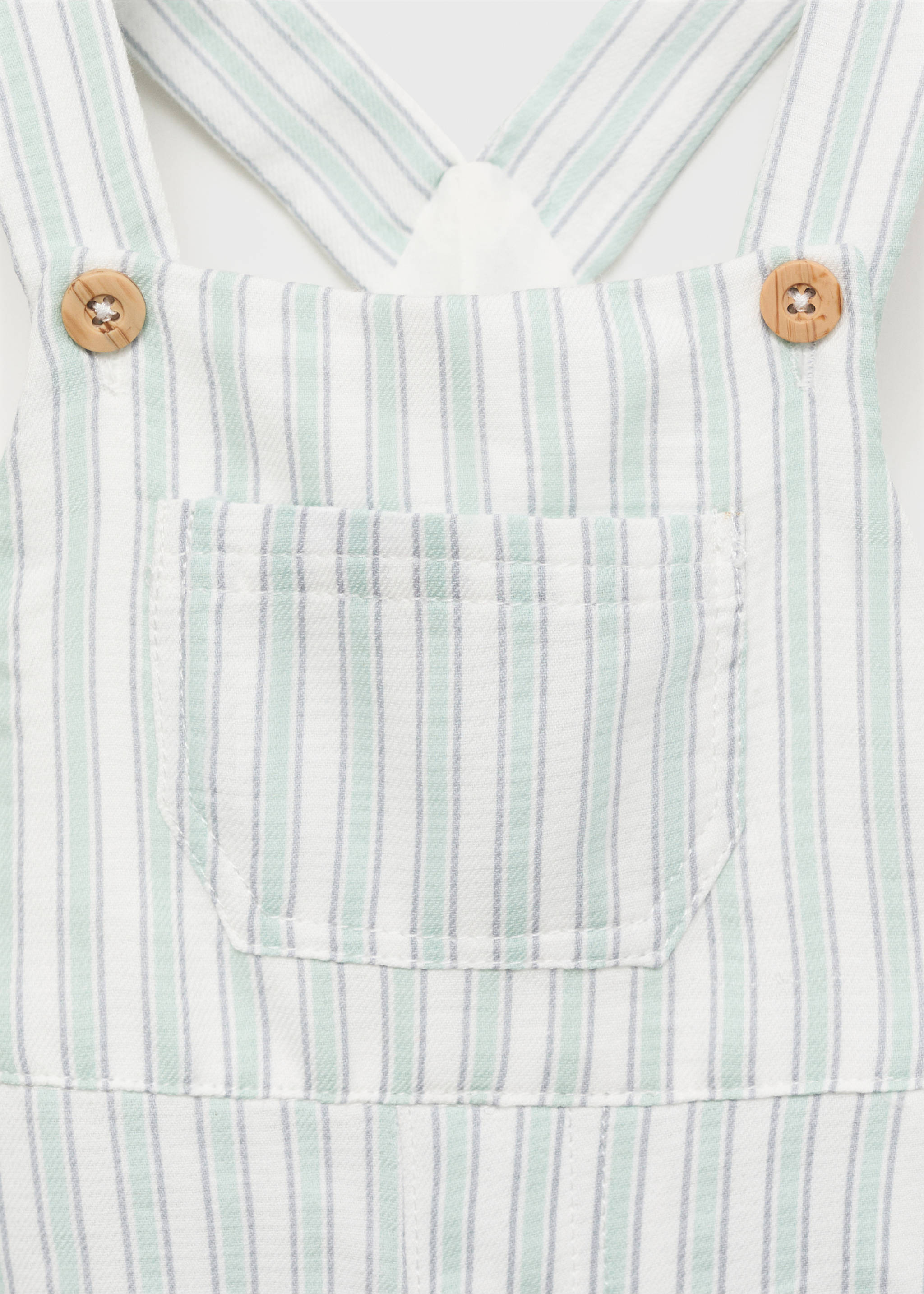 Striped cotton dungarees - Details of the article 8, Pastel Green. Ref: 87014416-00.