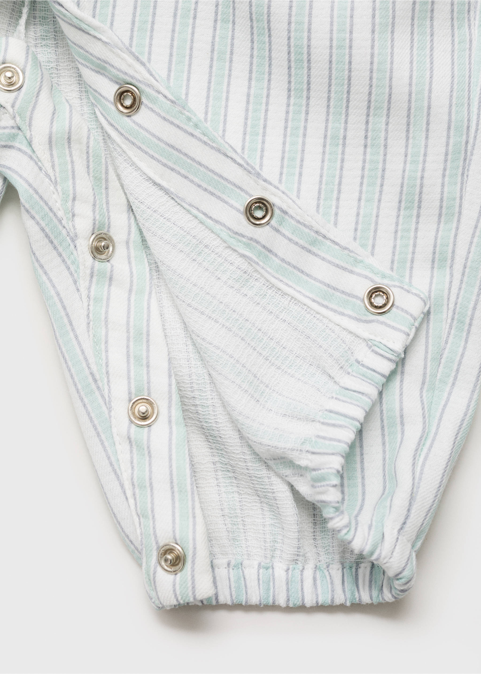 Striped cotton dungarees - Details of the article 0, Pastel Green. Ref: 87014416-00.