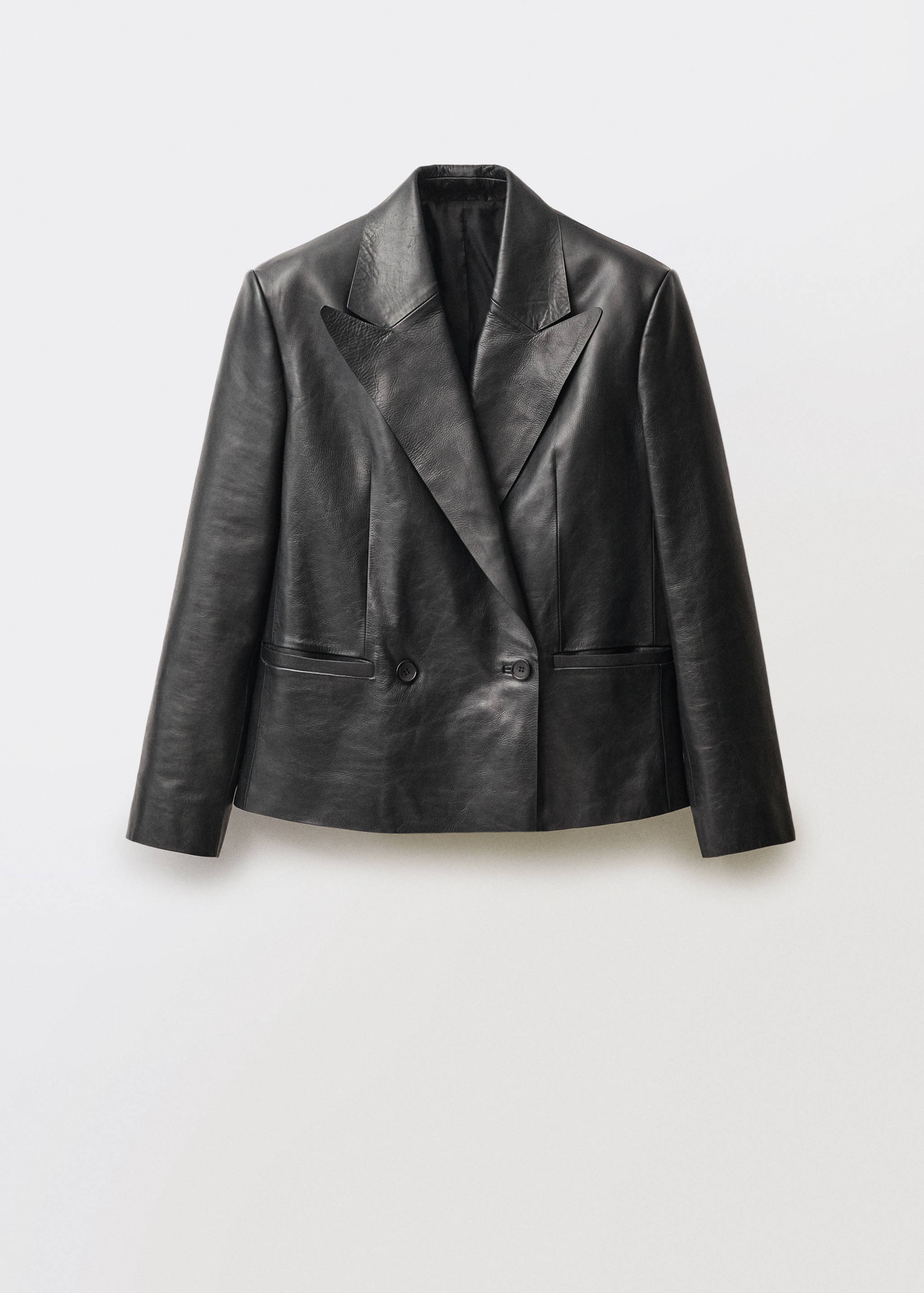 Double-breasted leather jacket - Article without model
