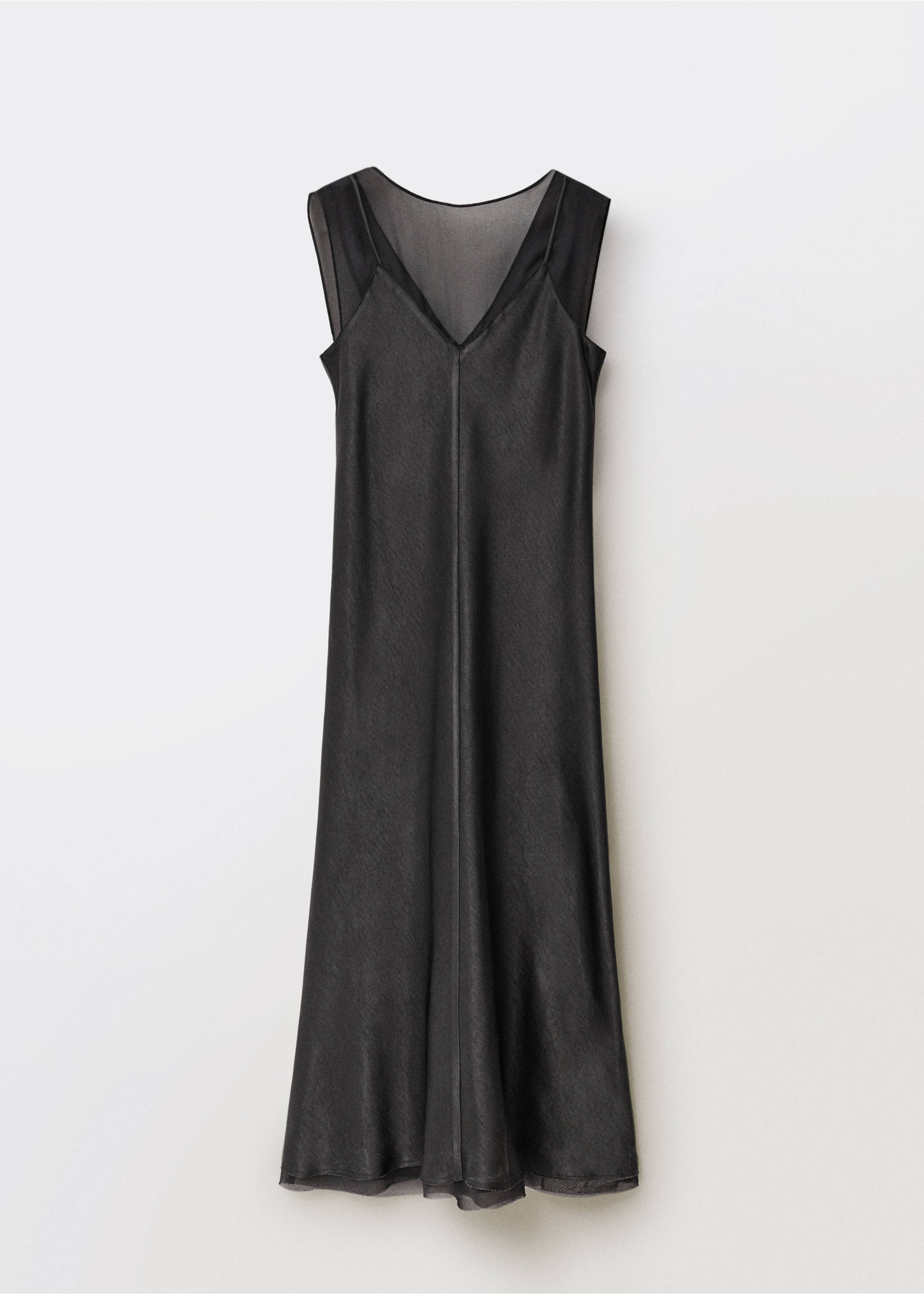 Contrasting satin dress - Article without model, Black. Ref: 87014421-00.