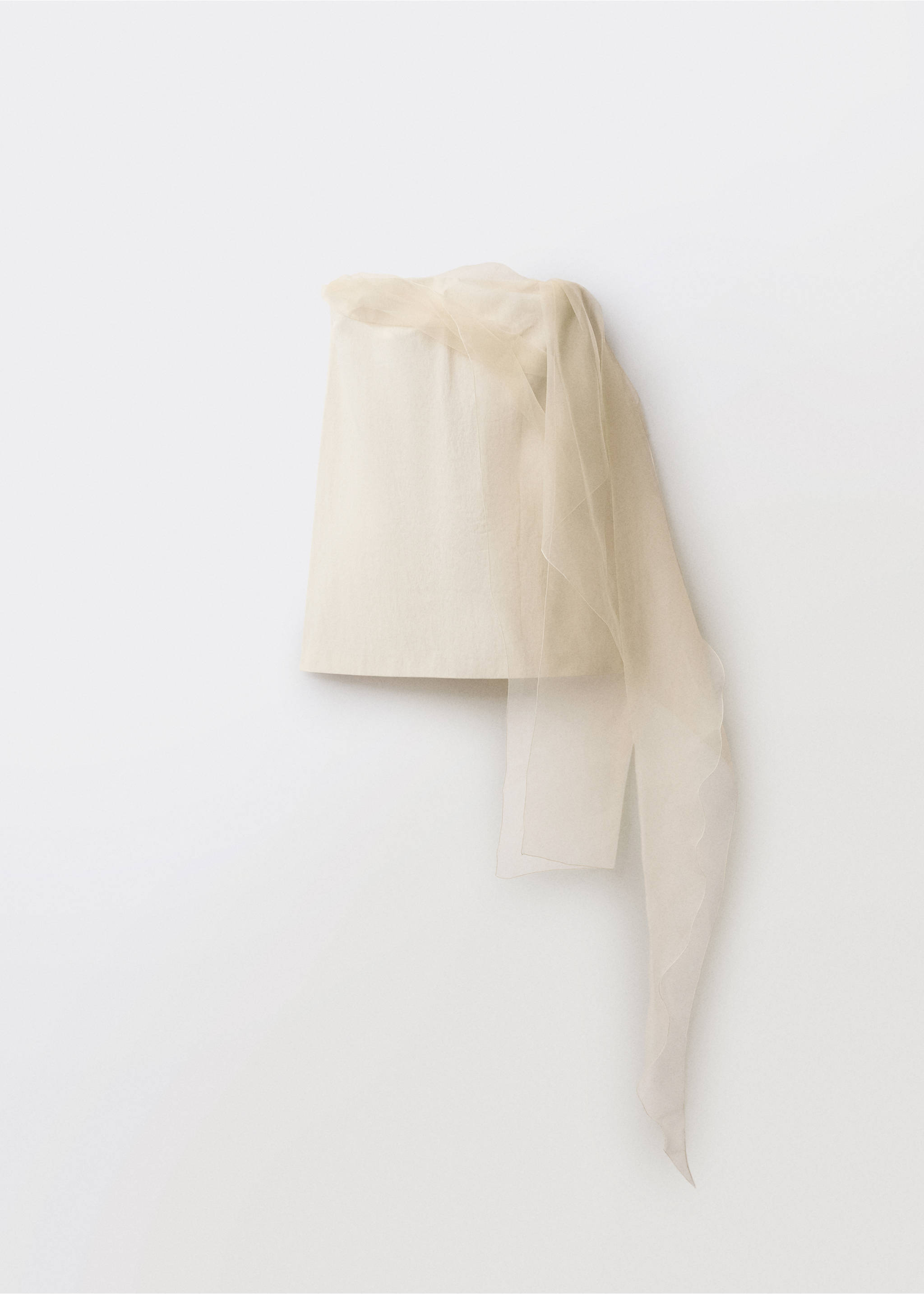 Short chiffon combined dress - Article without model, Ecru. Ref: 87014425-00.