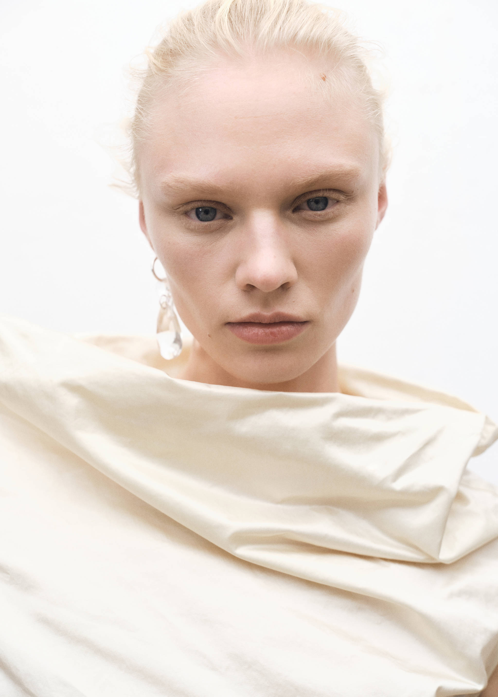 Cotton dress with draped collar - Medium plane